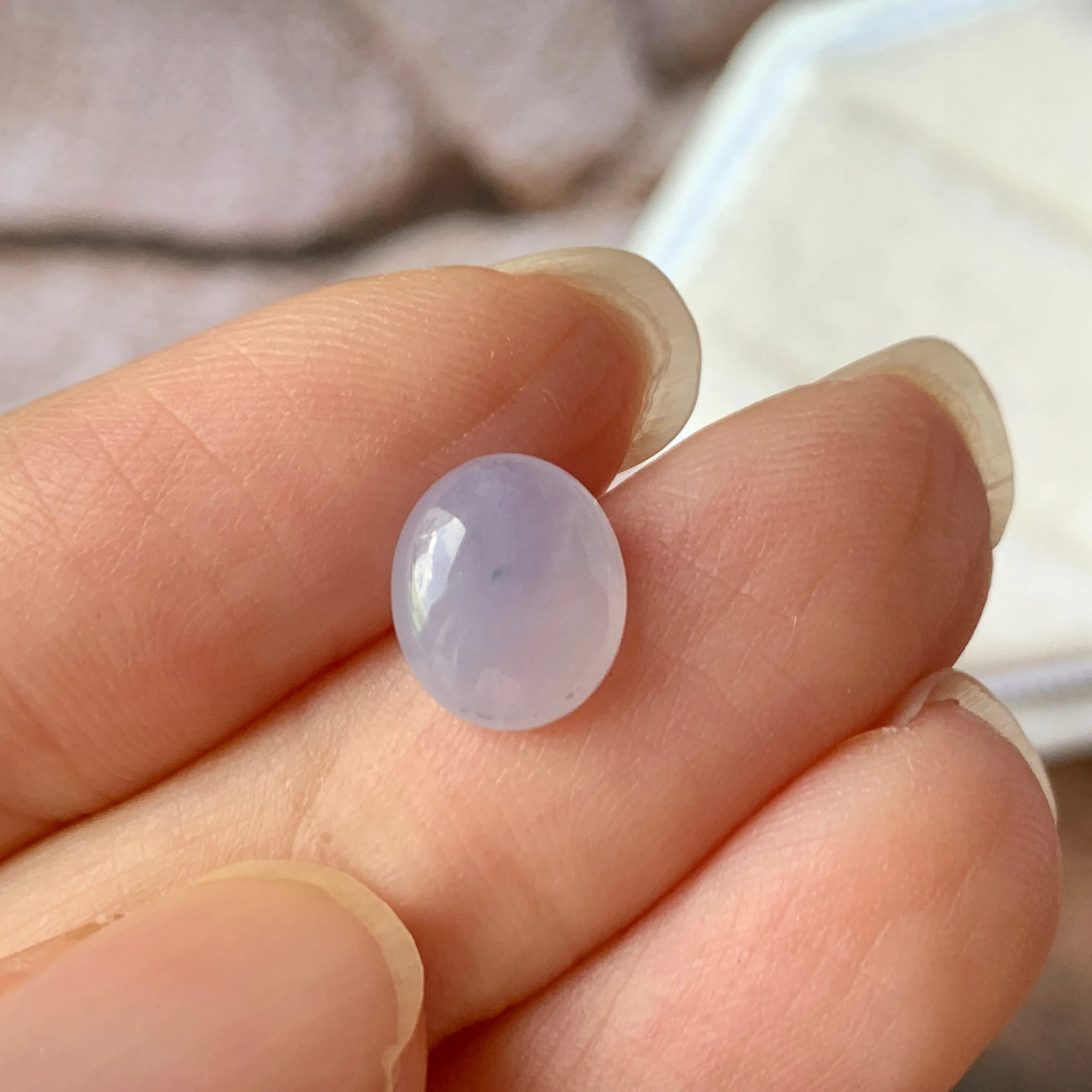 2.1 cts A-Grade Natural Light Bluish Lavender Jadeite Cabochon No.130236