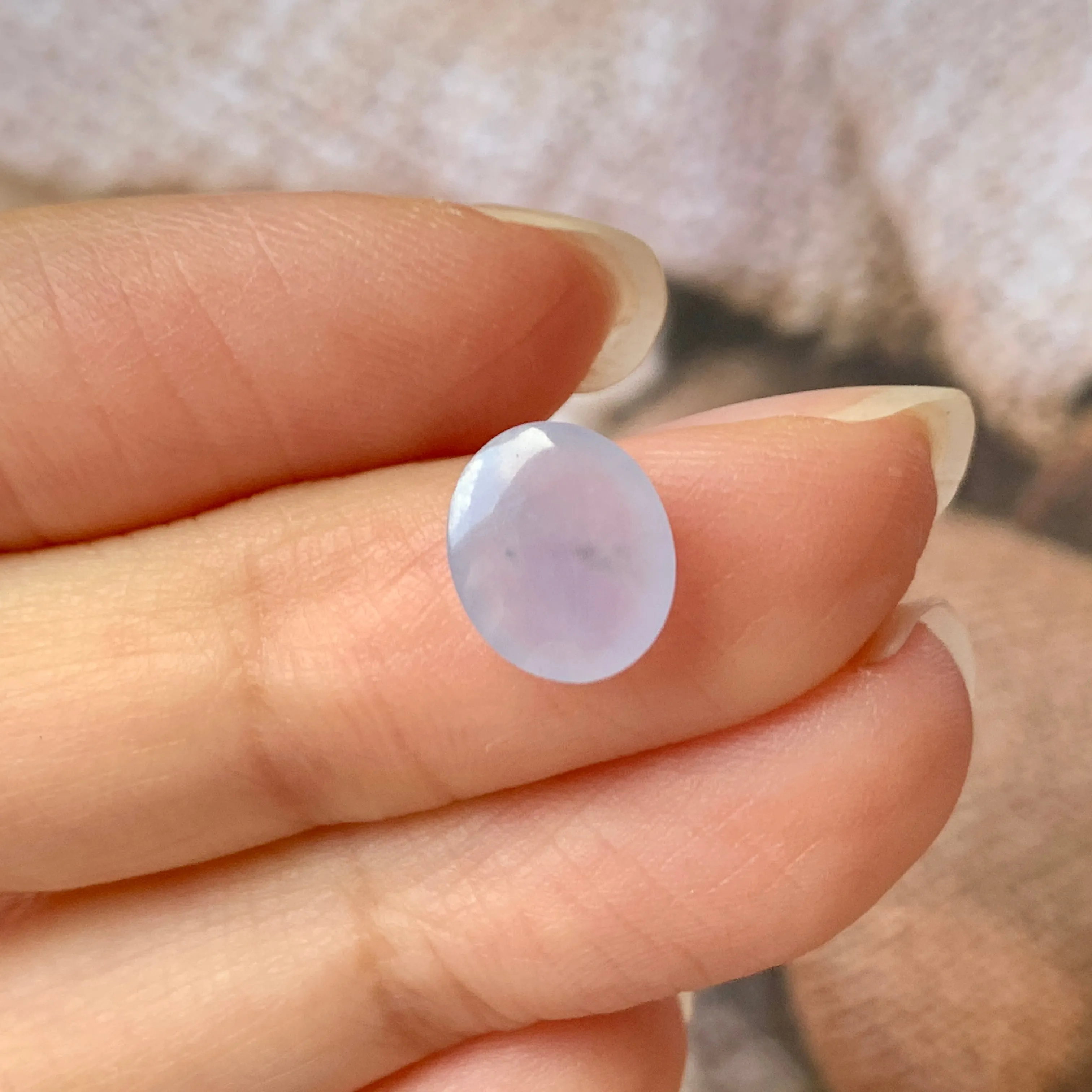 2.1 cts A-Grade Natural Light Bluish Lavender Jadeite Cabochon No.130236