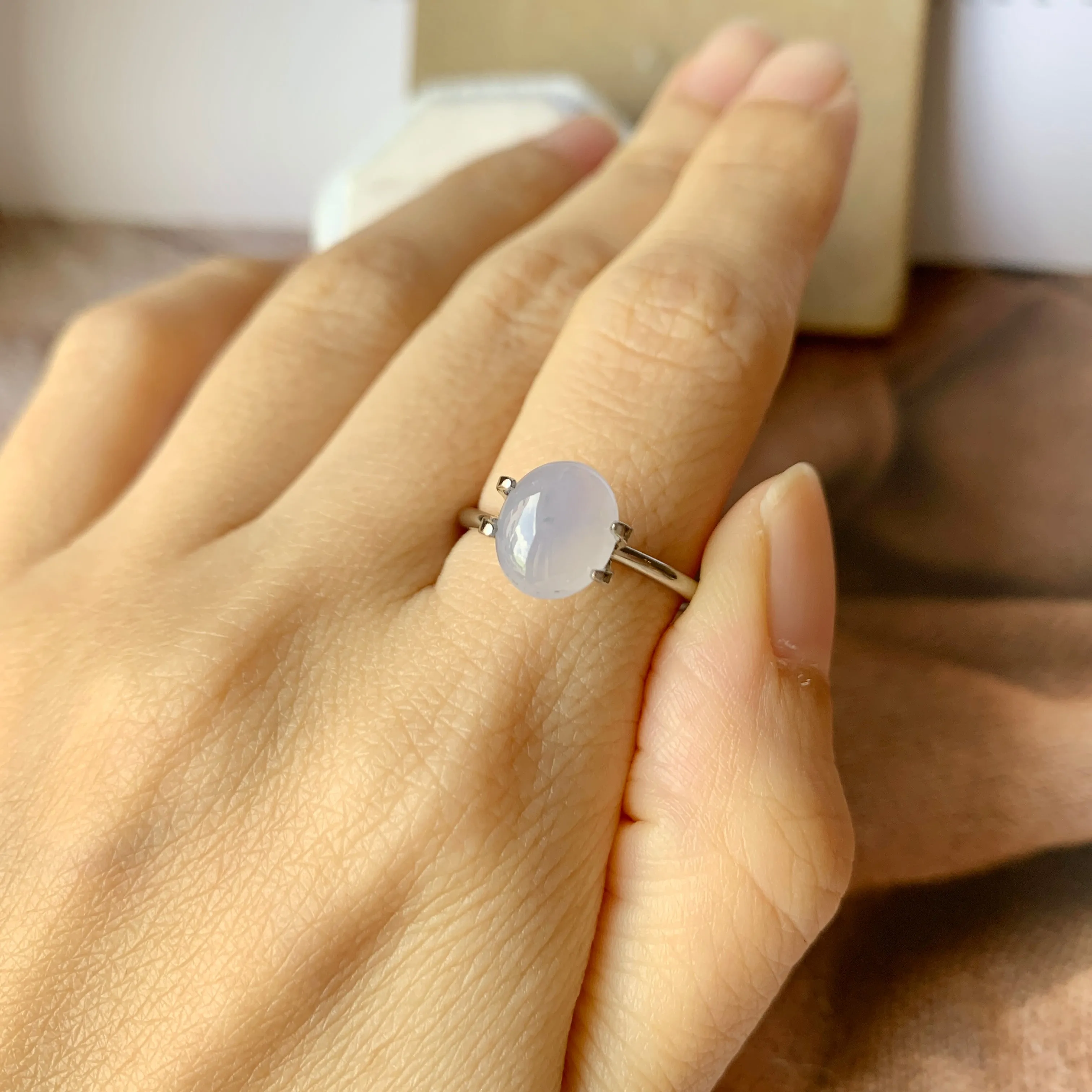 2.1 cts A-Grade Natural Light Bluish Lavender Jadeite Cabochon No.130236
