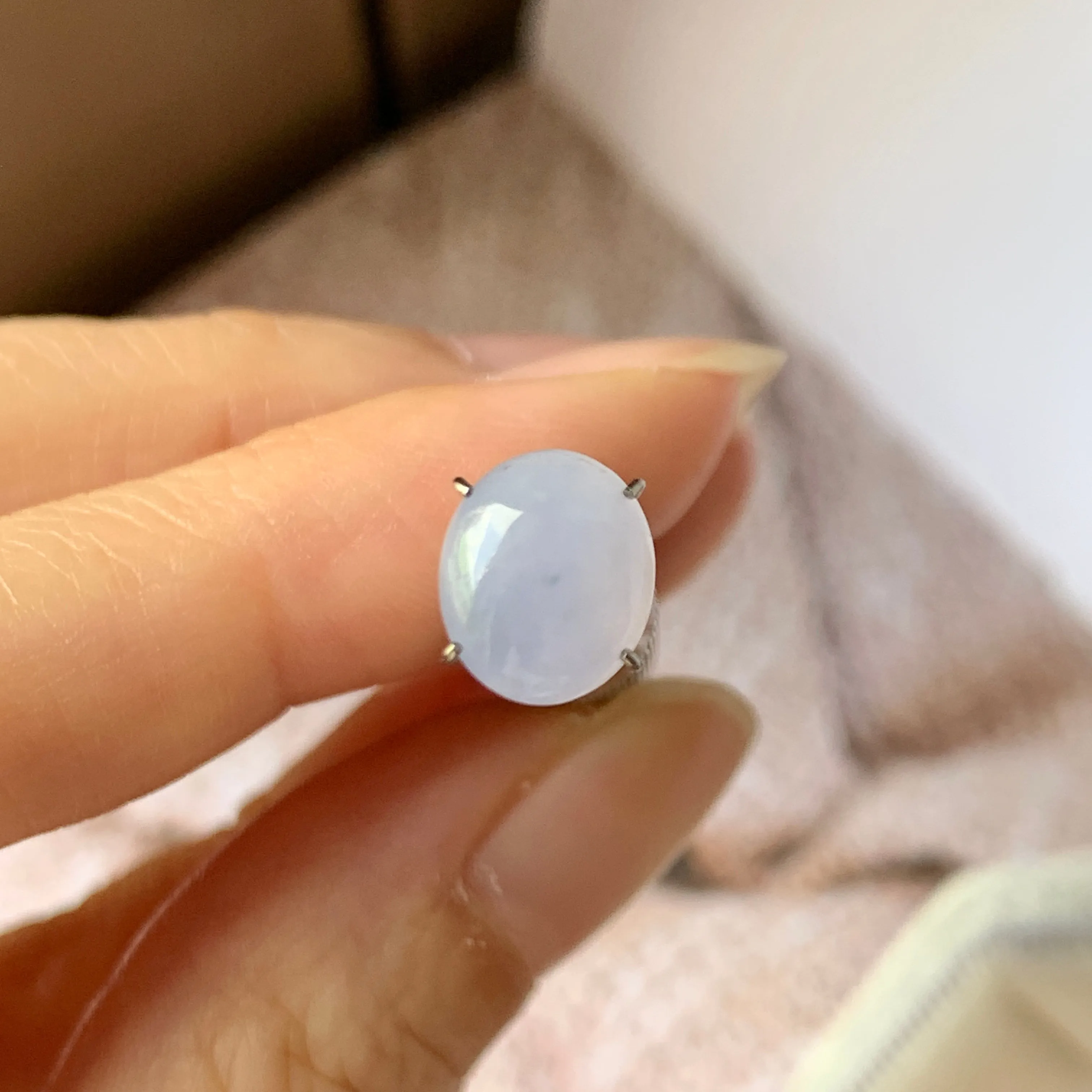 2.1 cts A-Grade Natural Light Bluish Lavender Jadeite Cabochon No.130236