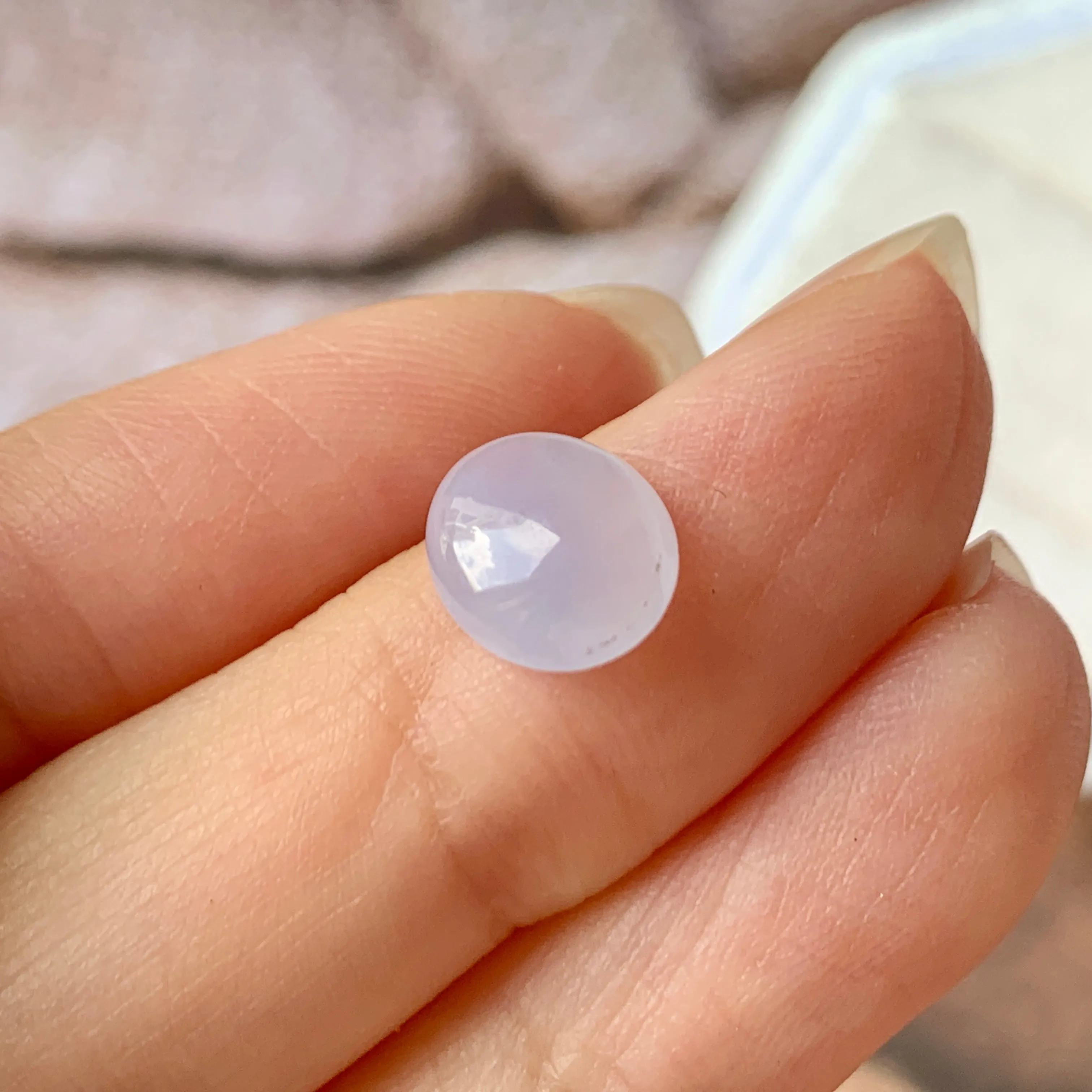 2.1 cts A-Grade Natural Light Bluish Lavender Jadeite Cabochon No.130236