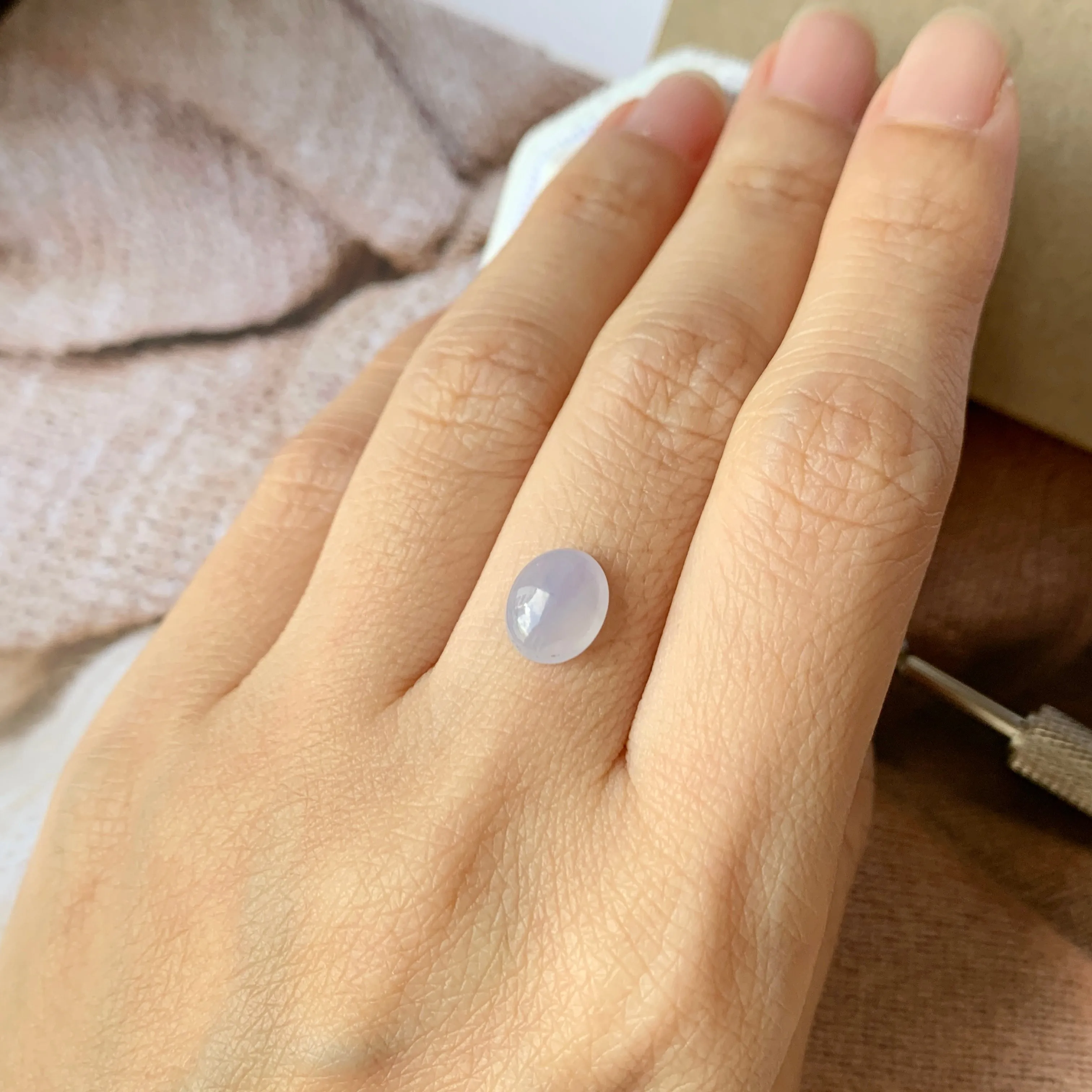 2.1 cts A-Grade Natural Light Bluish Lavender Jadeite Cabochon No.130236