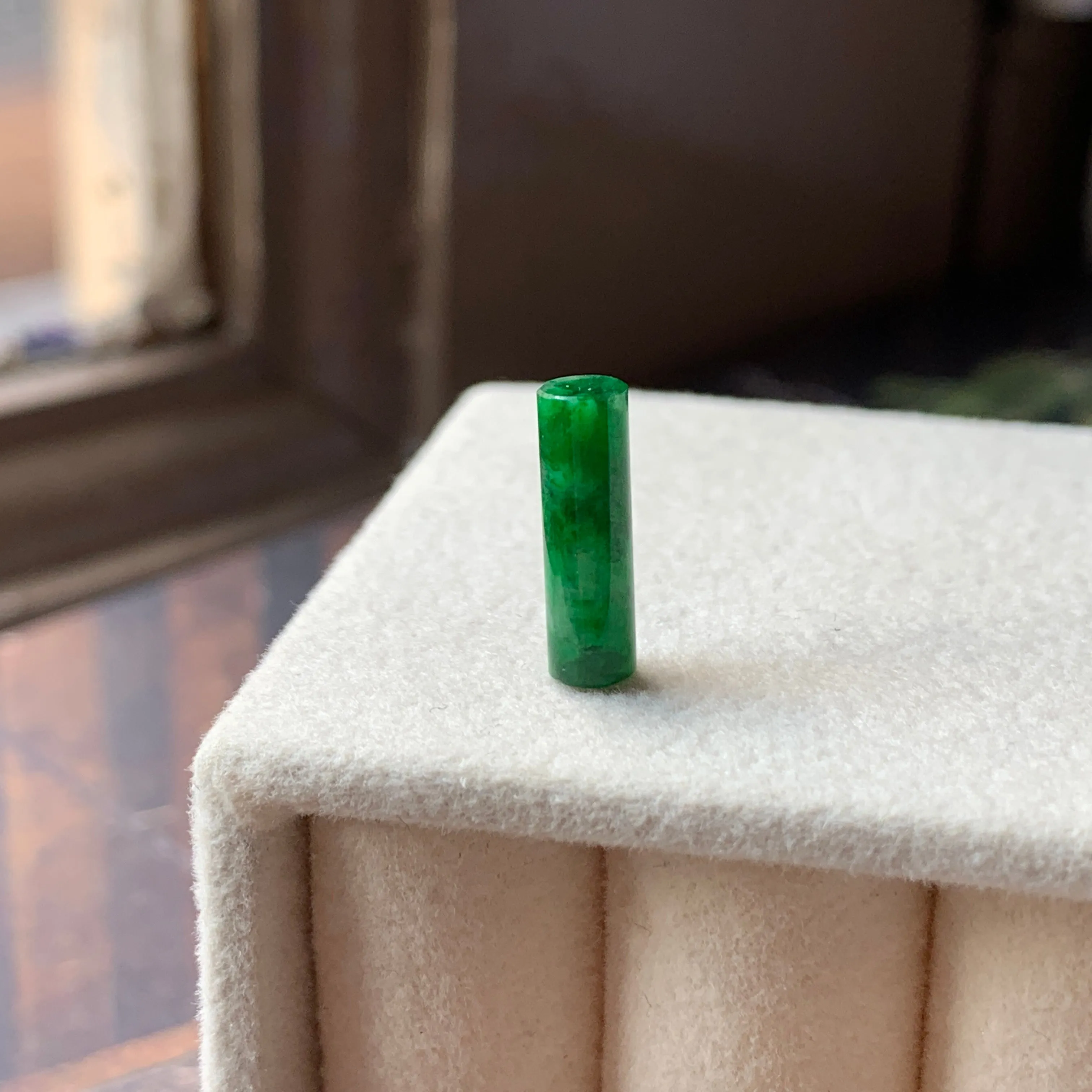 2.25 cts A-Grade Natural Imperial Green Jadeite Cylinder No.180214