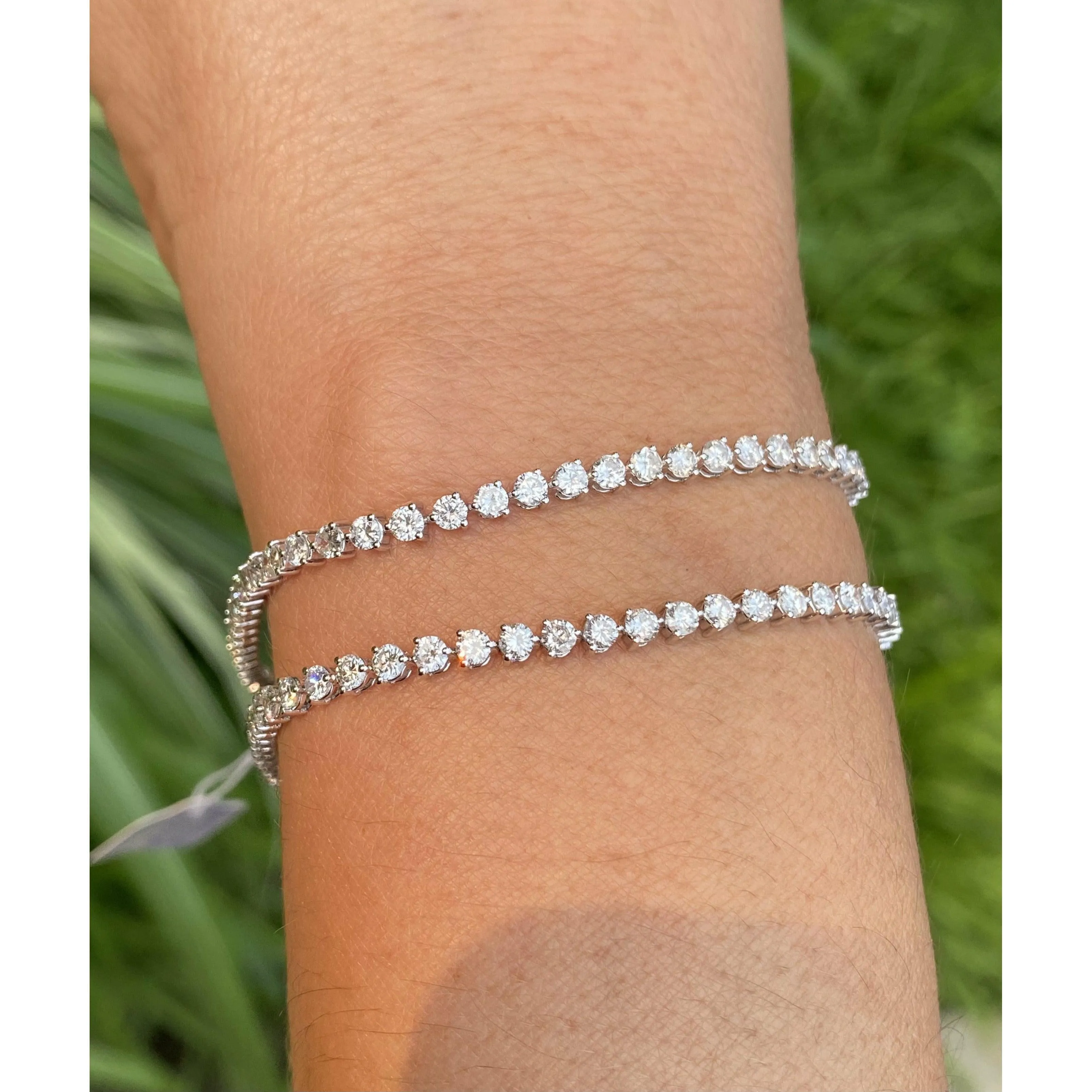 3 Carat Natural Diamond Tennis Ball Bracelet in 18k Solid White Gold