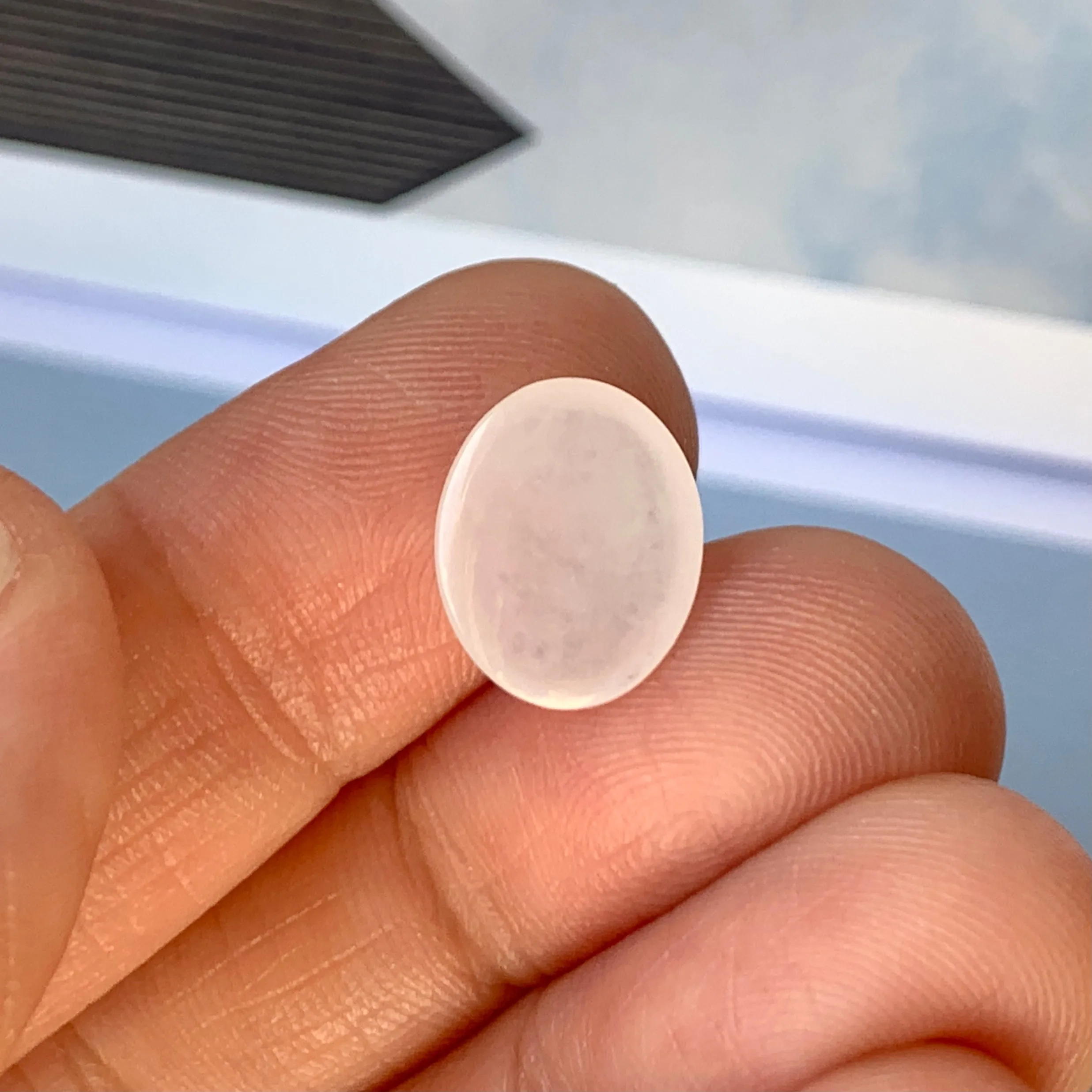 3.6 cts A-Grade Natural White Jadeite Oval Cabochon No.130120