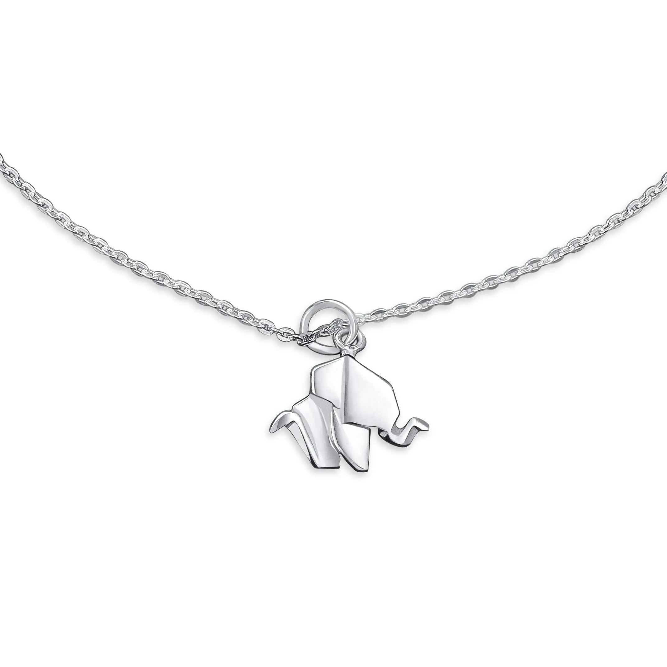 3D Origami Jewelry Giraffe Elephant Butterfly Cat Anklet .925 Silver