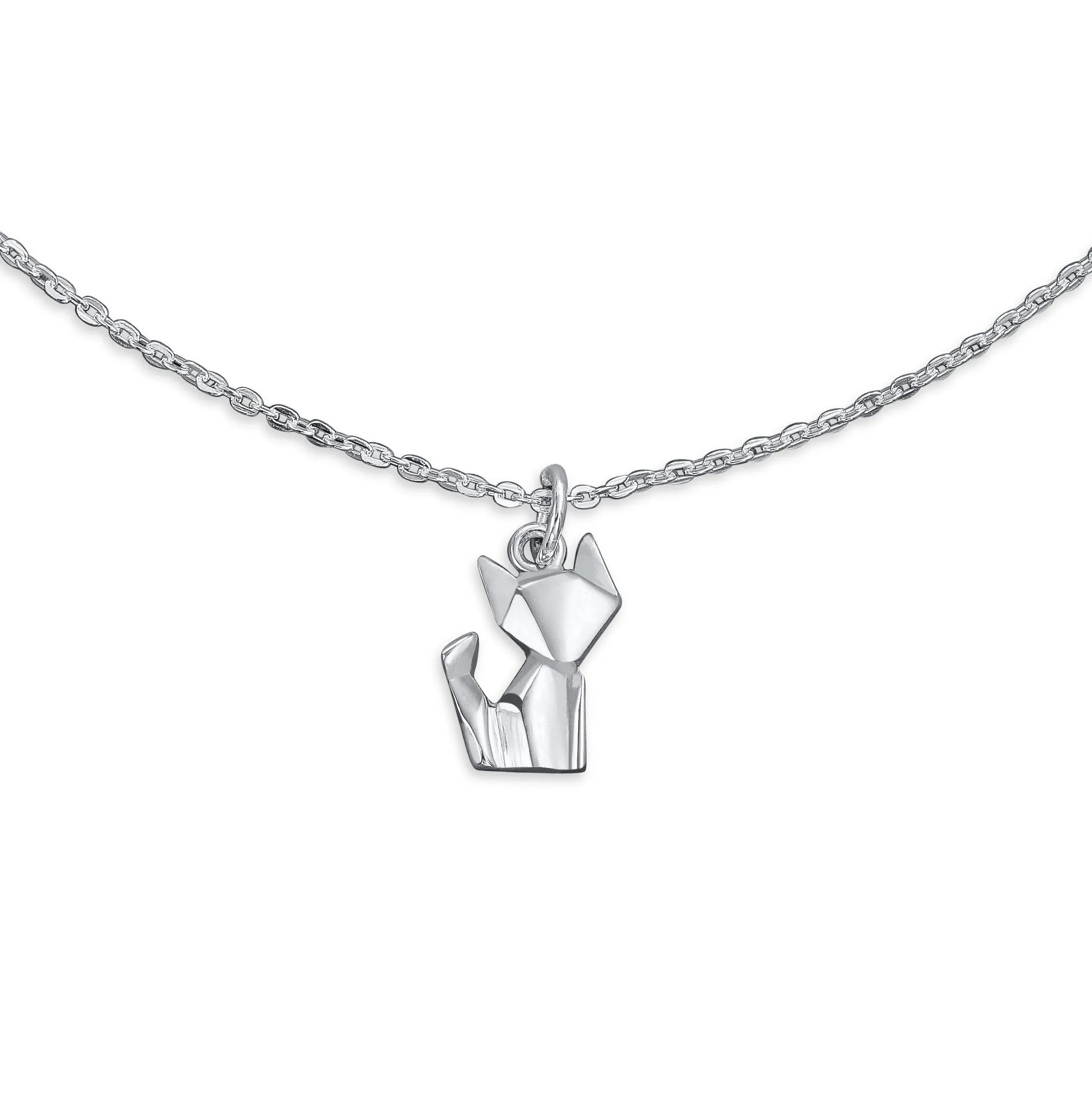 3D Origami Jewelry Giraffe Elephant Butterfly Cat Anklet .925 Silver
