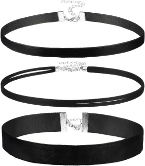 3pcs Choker Necklace Set for Women, Velvet and Lace Multilayer Collar Necklaces, Adjustable Gothic Black Choker for Party, Cosplay, Christmas, Halloween, Birthday