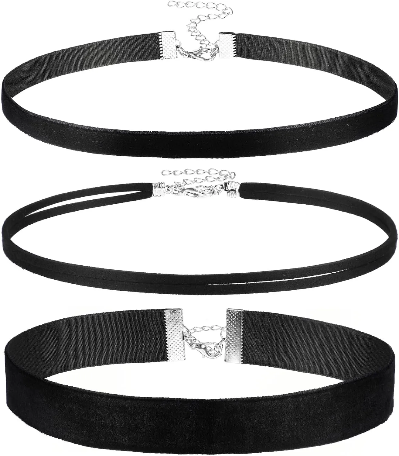 3pcs Choker Necklace Set for Women, Velvet and Lace Multilayer Collar Necklaces, Adjustable Gothic Black Choker for Party, Cosplay, Christmas, Halloween, Birthday