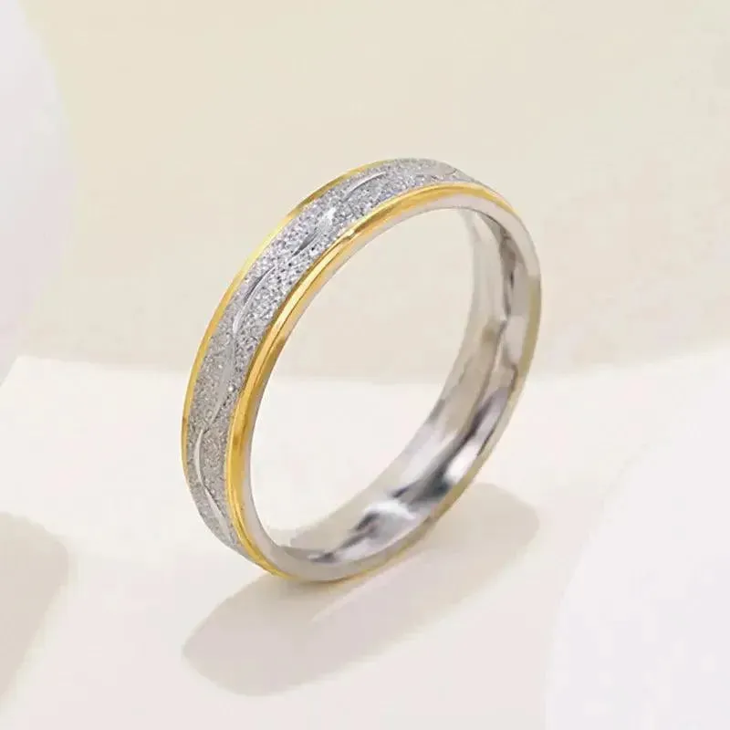 4mm Stainless Steel Couple Engagement Rings with Zircon