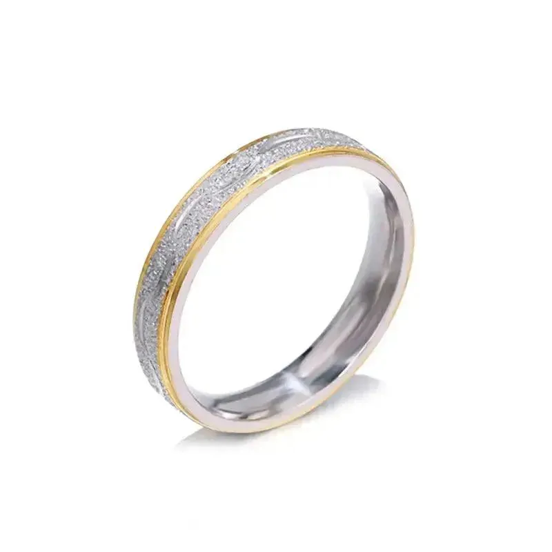 4mm Stainless Steel Couple Engagement Rings with Zircon