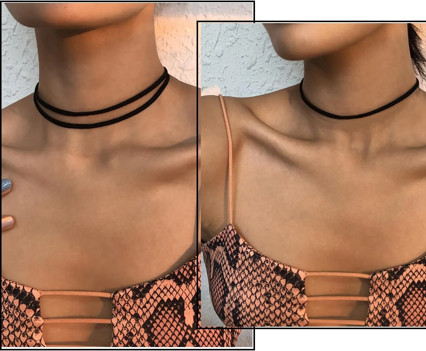 4PCS Black Choker for Women Black Lace Velvet Chocker Set Layered Classic Choker Necklace Velvet Collar Adjustable Gothic Chokers