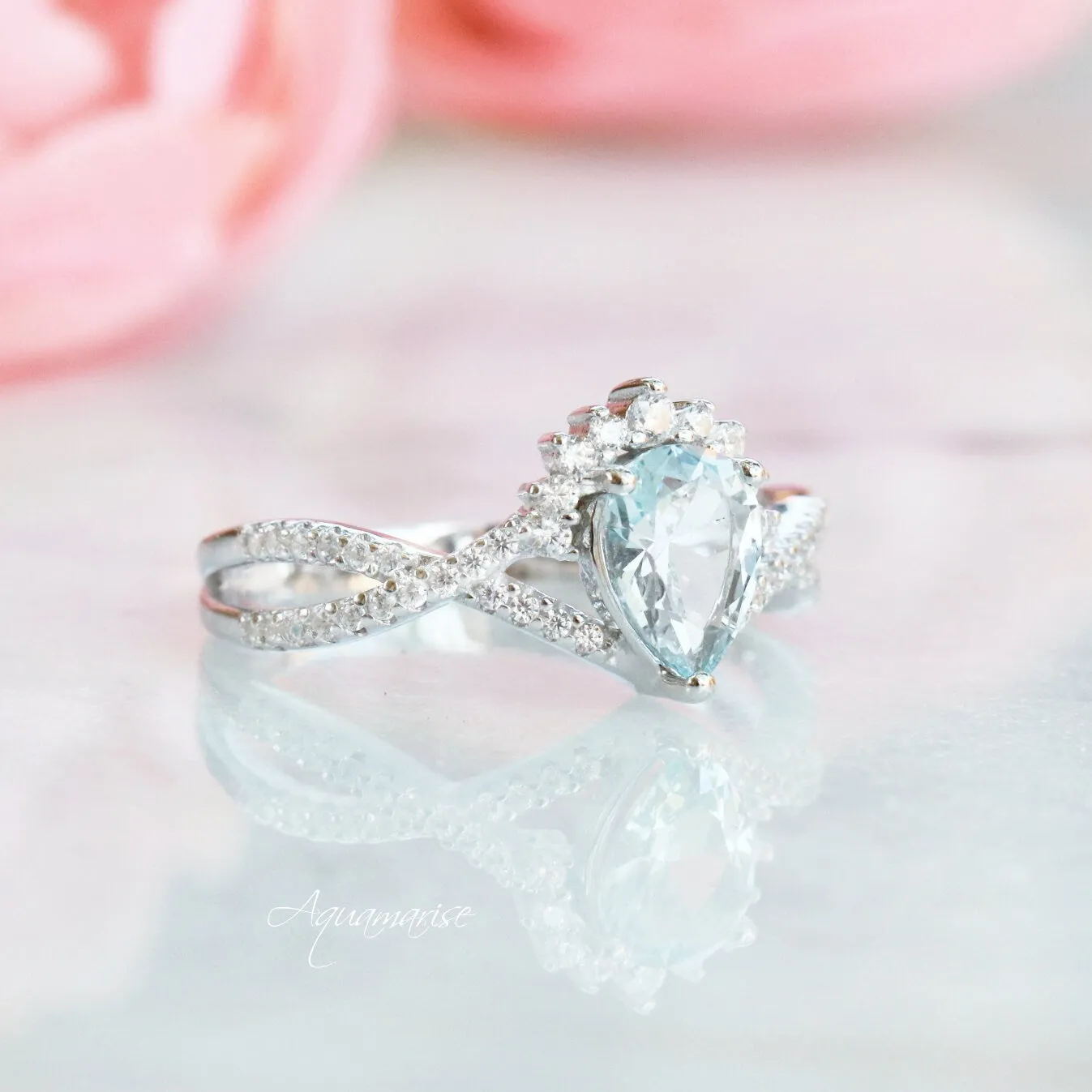 Alice Aquamarine Ring- Sterling Silver