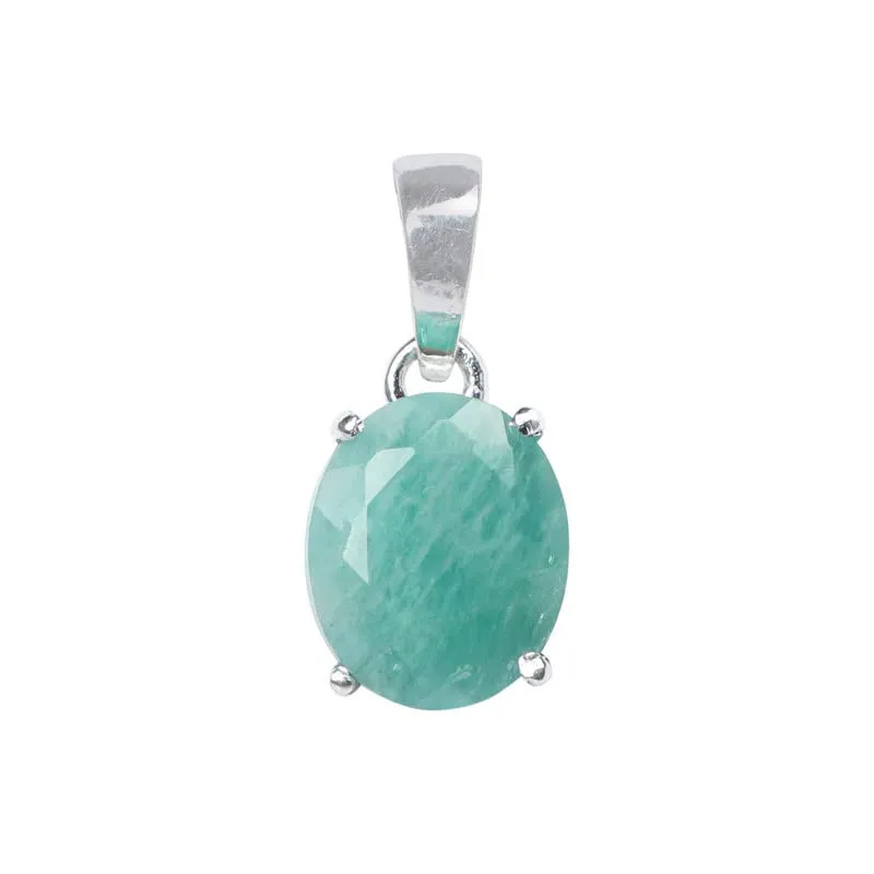 Amazonite Stone Pendant, 925 Sterling Silver Pendant Necklace For Women, Natural Gemstone Pendant Necklace, Solitaire Pendant