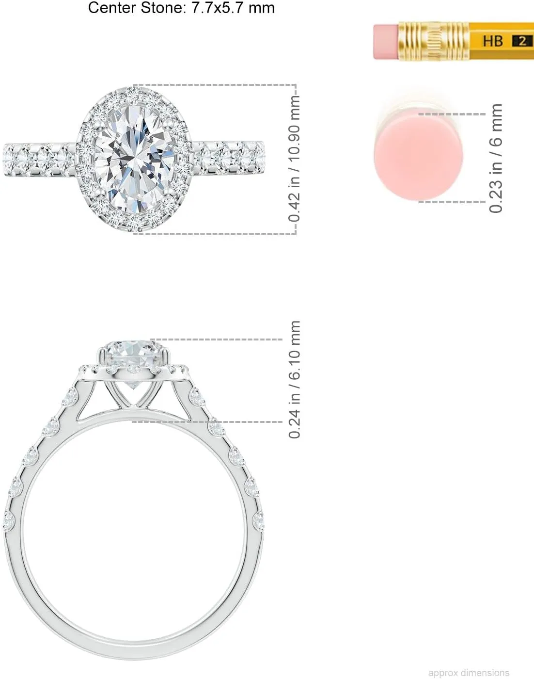 Angara Lab Grown Oval Diamond Halo Engagement Ring in Silver / 14K Solid Gold/Platinum | April Birthstone, Birthday, Anniversary, Wedding Jewelry Gift for Women