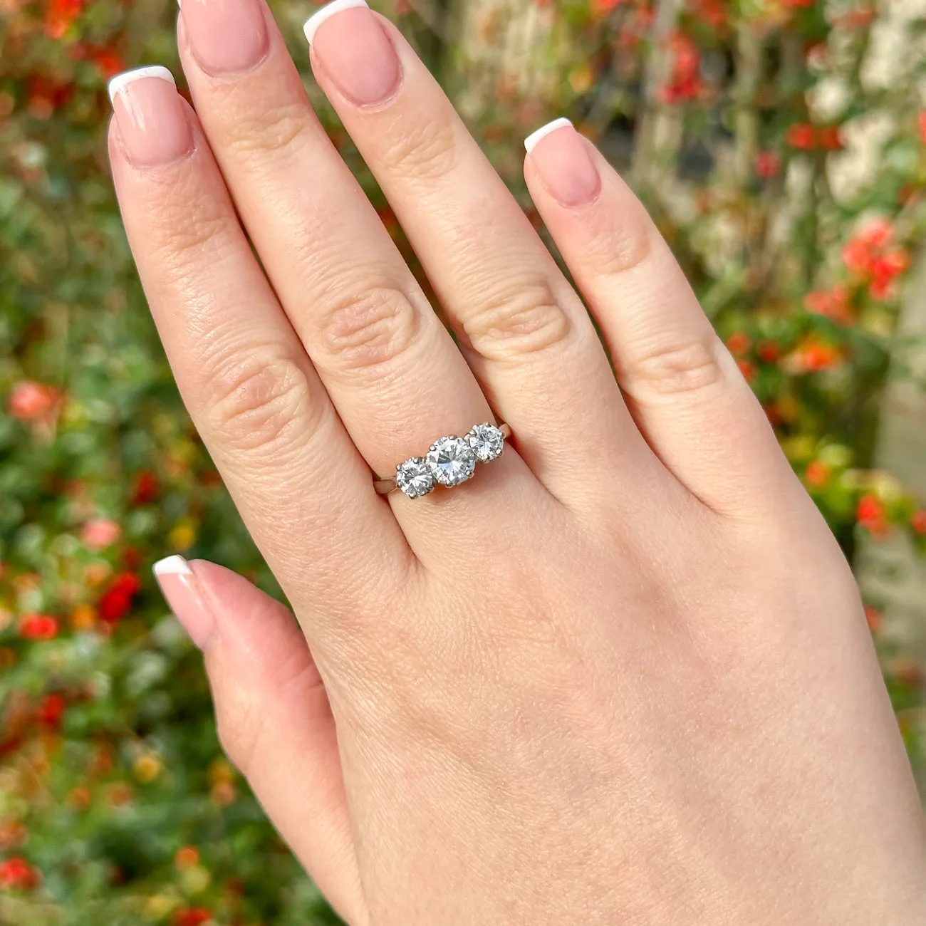 Antique Edwardian Diamond Trilogy Ring 2ct Total