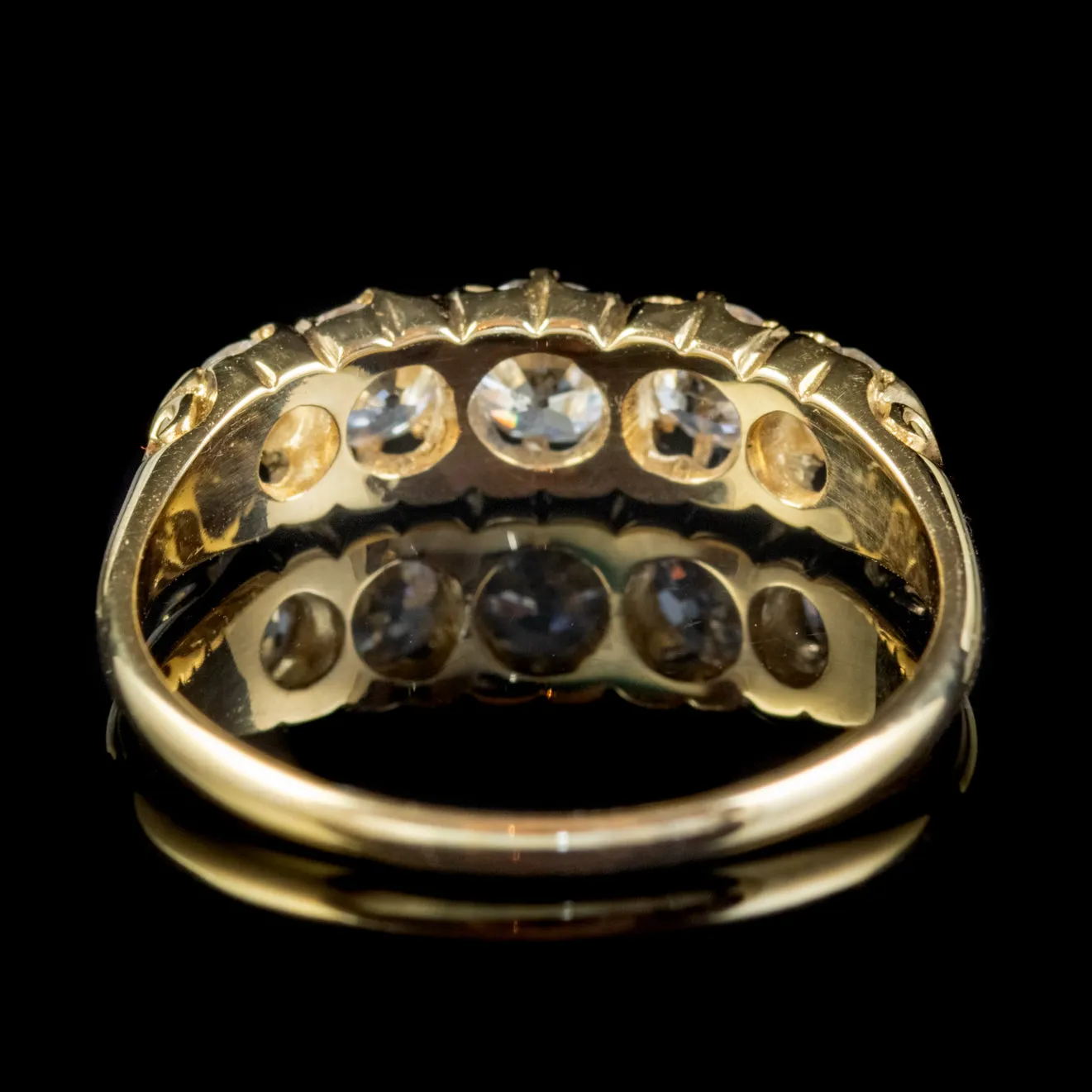 Antique Victorian Diamond Five Stone Ring 1Ct Old Cut Diamonds 15Ct Gold Circa 1900