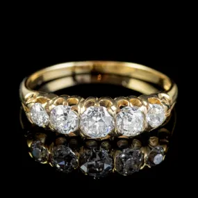 Antique Victorian Diamond Five Stone Ring 1Ct Old Cut Diamonds 15Ct Gold Circa 1900