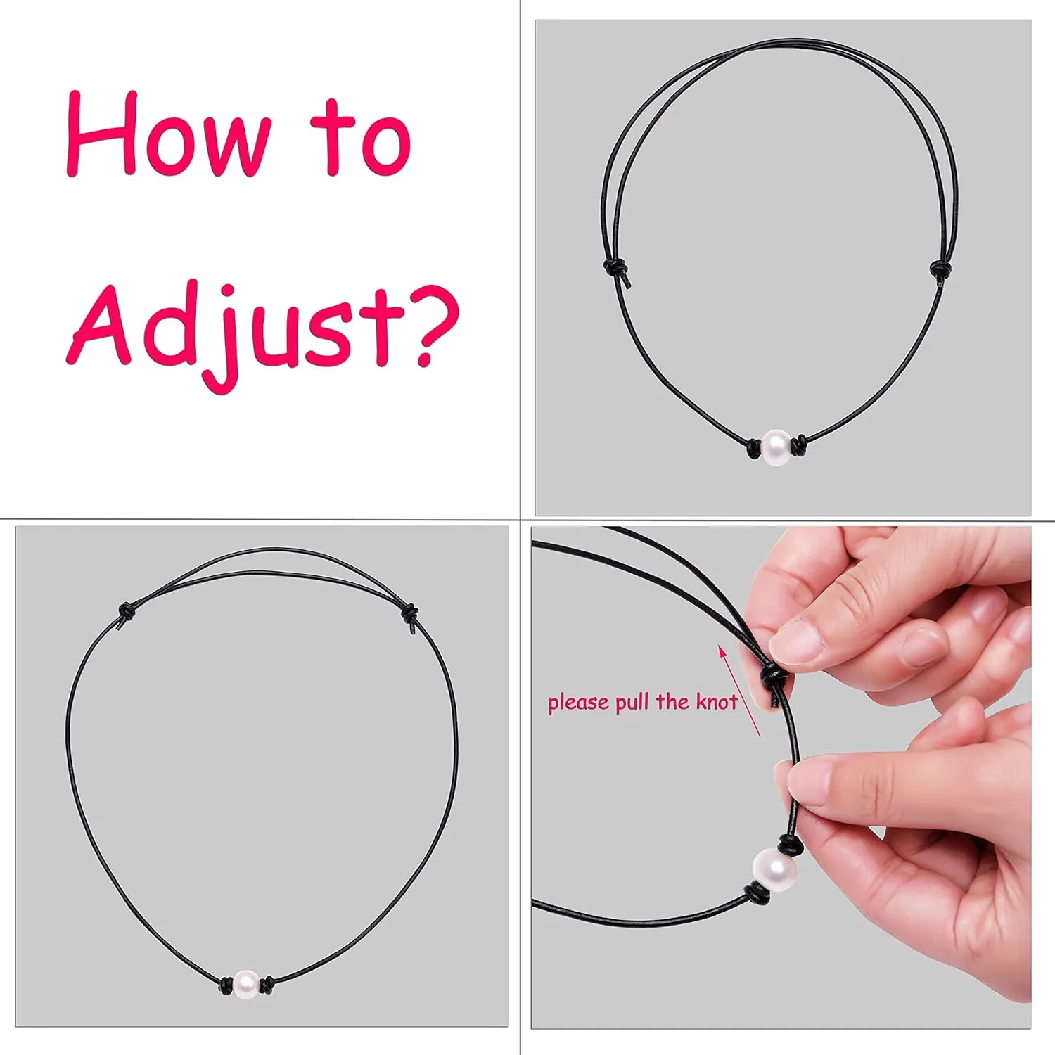 Aobei Pearl Handmade Single Cultured Freshwater Pearl Choker Necklace for Women Genuine Leather Jewelry Glaze Ball Necklace Gift for Her