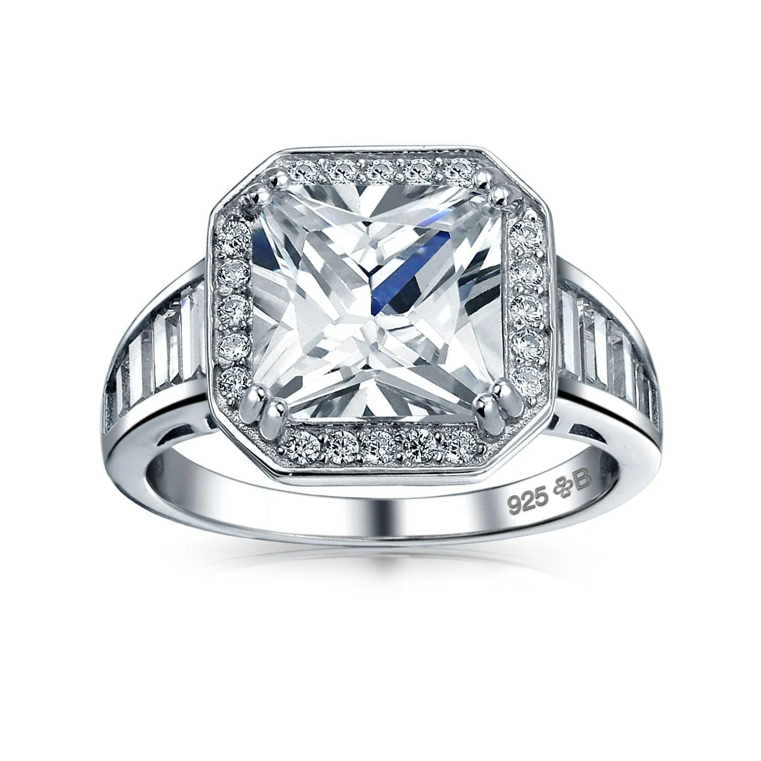 Art Deco 2-4 CT Cushion Cut CZ Solitaire Engagement Ring .925 Silver