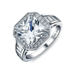 Art Deco 2-4 CT Cushion Cut CZ Solitaire Engagement Ring .925 Silver