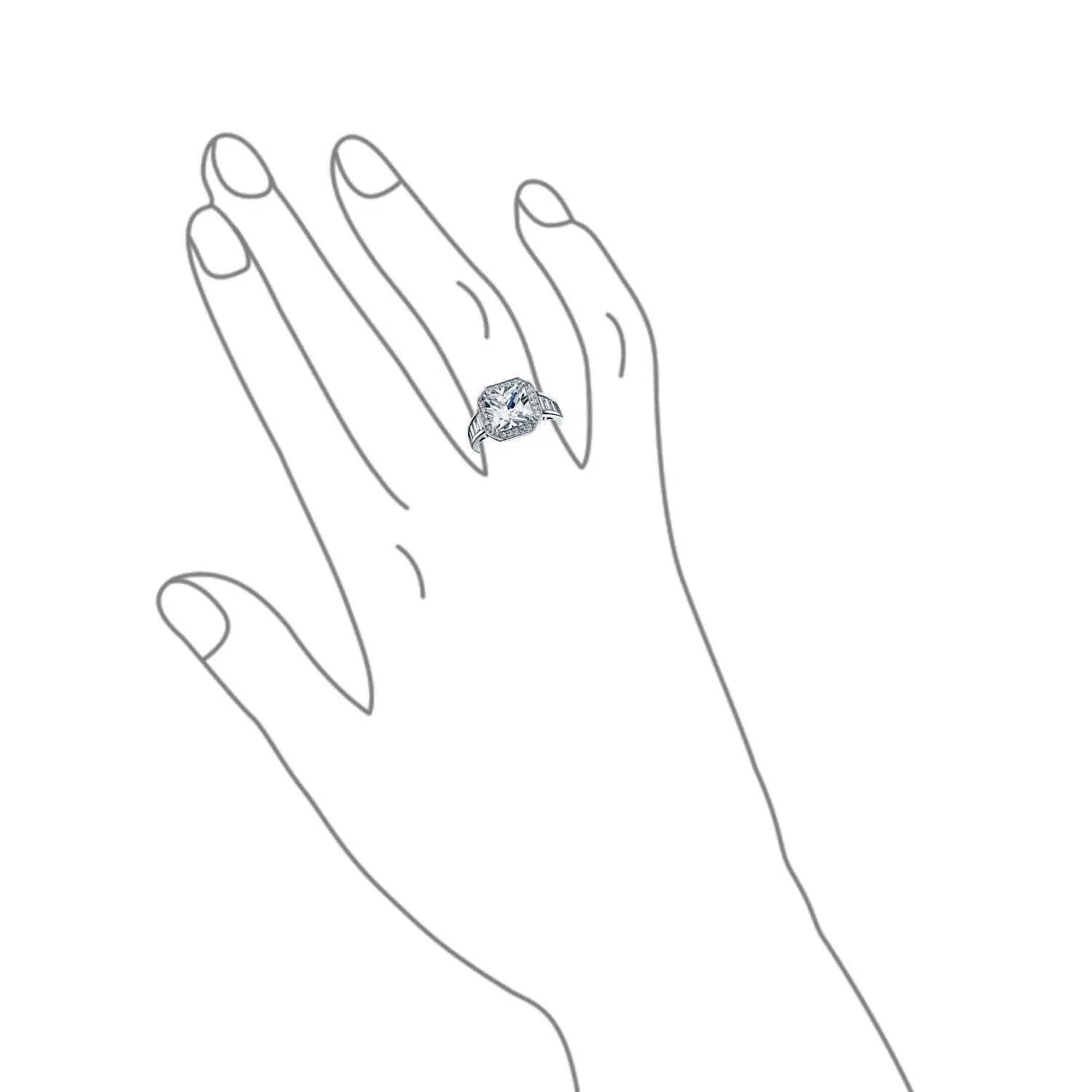 Art Deco 2-4 CT Cushion Cut CZ Solitaire Engagement Ring .925 Silver