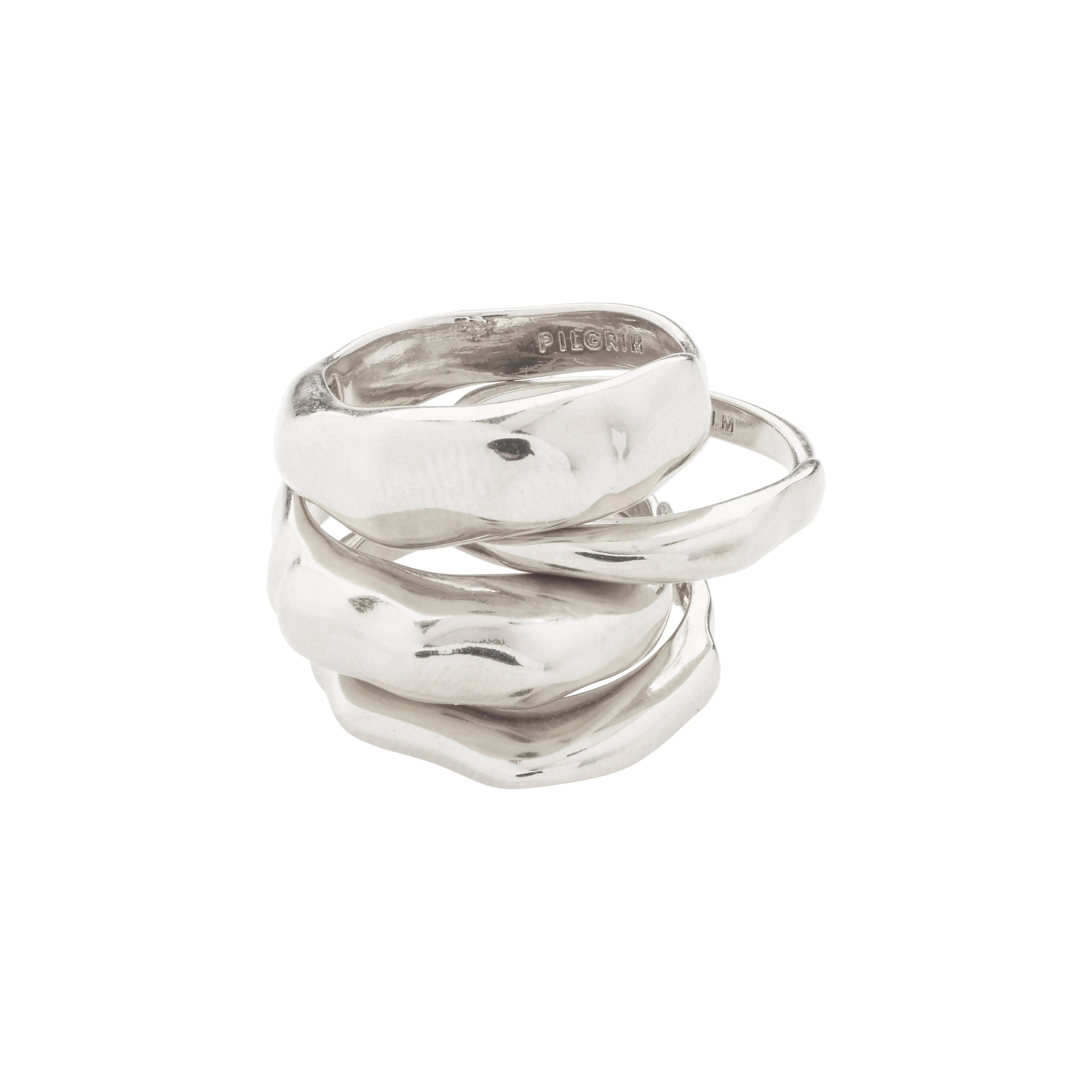 Silver-Plated ASHER Recycled Rings Set - 4-in-1 Multifunctional Design