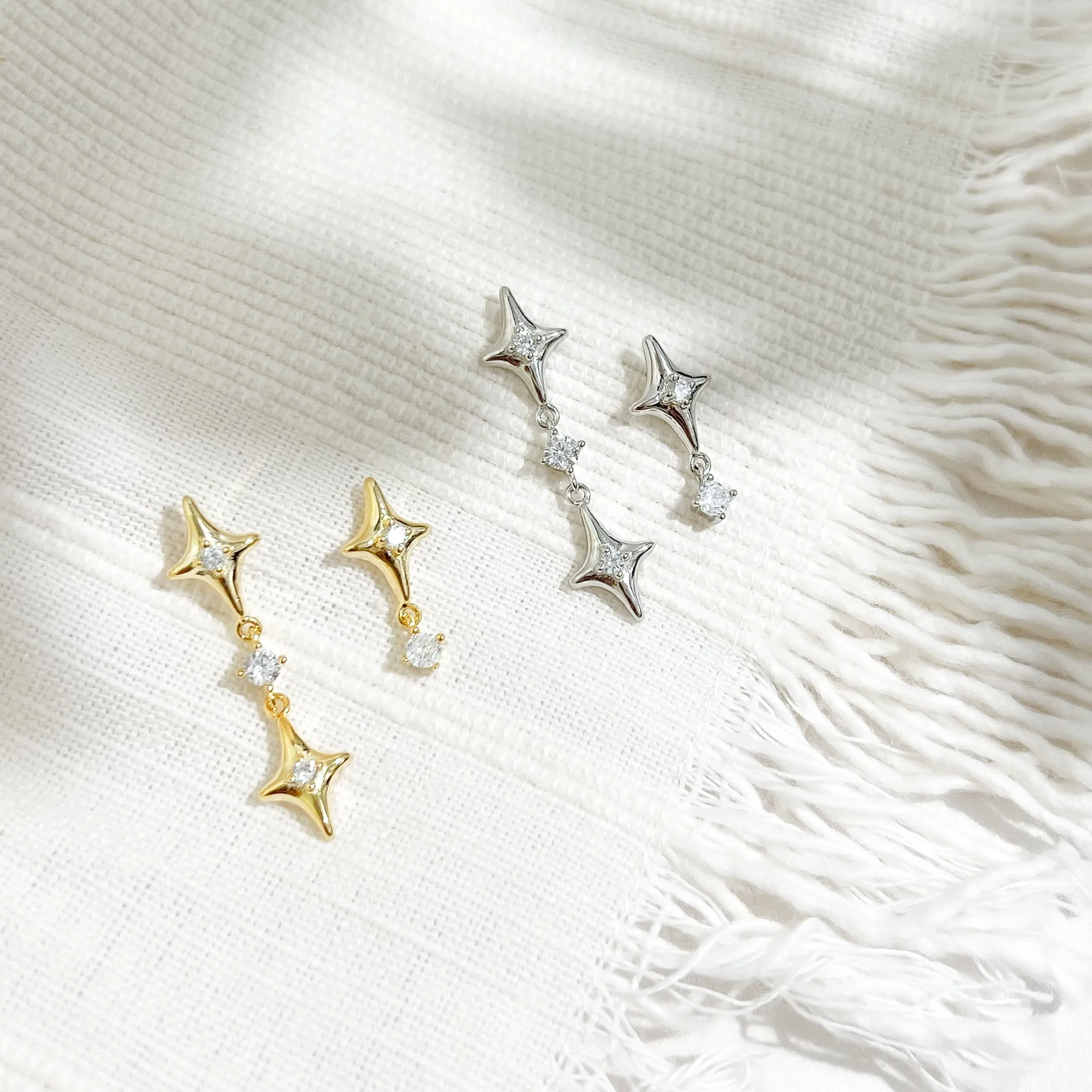 Asymmetrical Dangling Stars Earrings