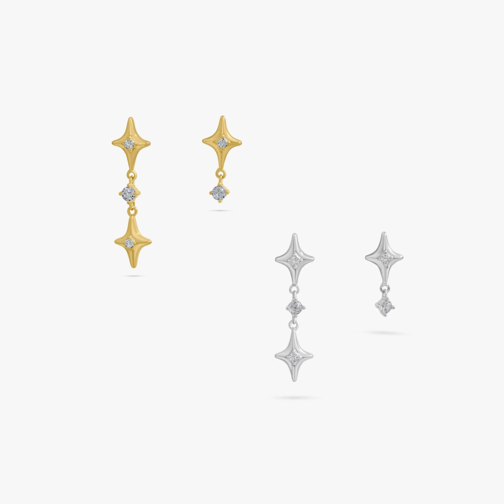 Asymmetrical Dangling Stars Earrings