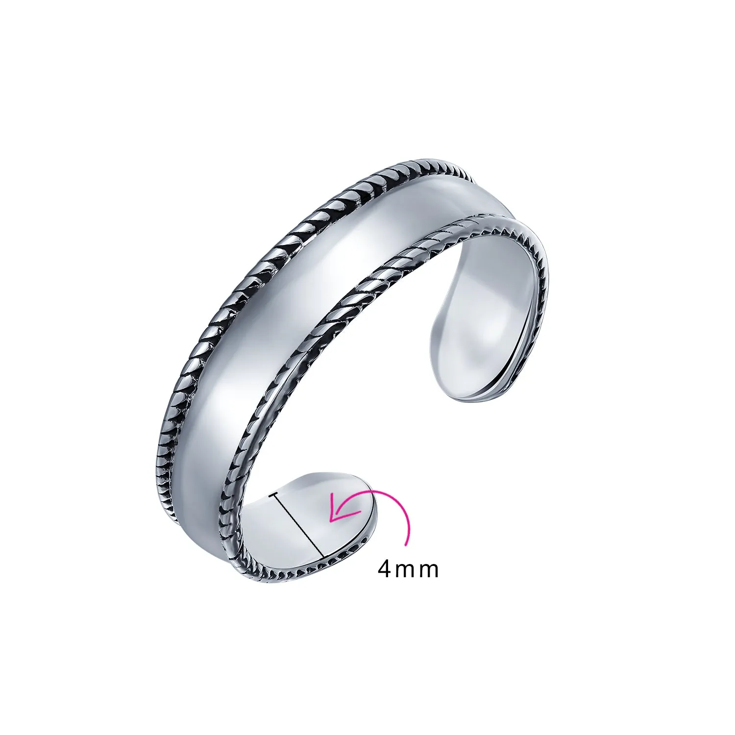 Bali style Round Dot Midi Plain Band Toe Ring .925 Silver Mid Finger