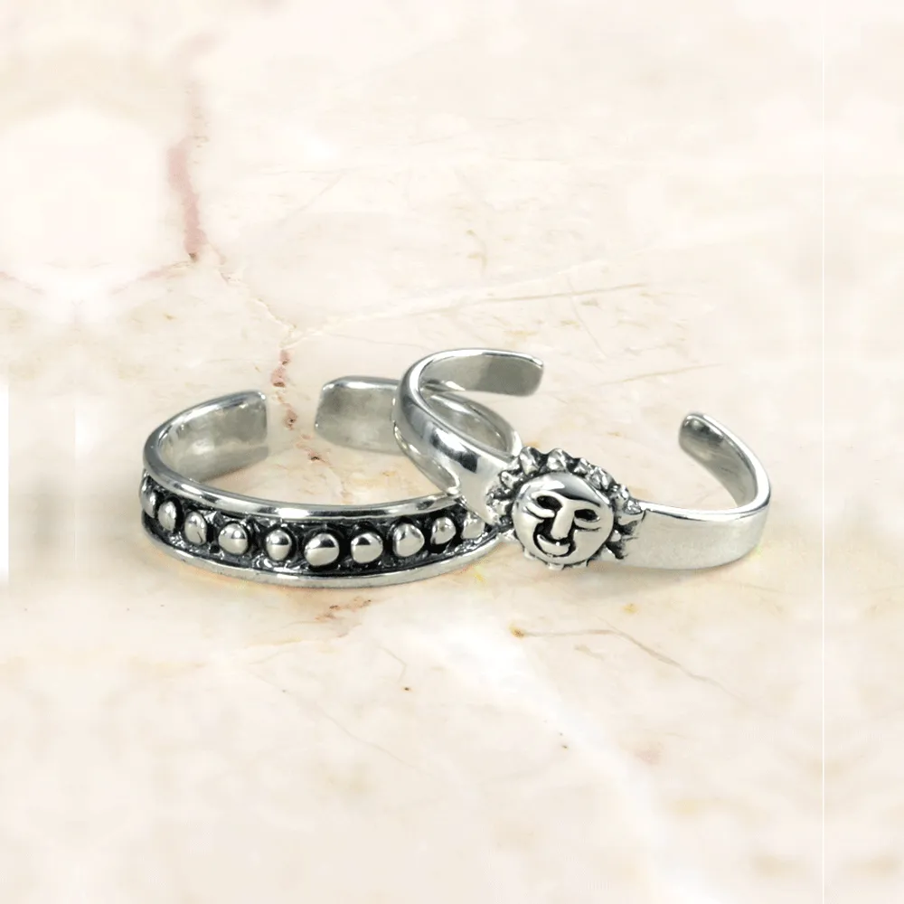 Bali style Round Dot Midi Plain Band Toe Ring .925 Silver Mid Finger