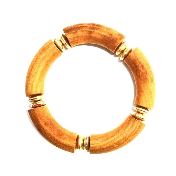 Bead and Gold Disc Stretch Bracelet