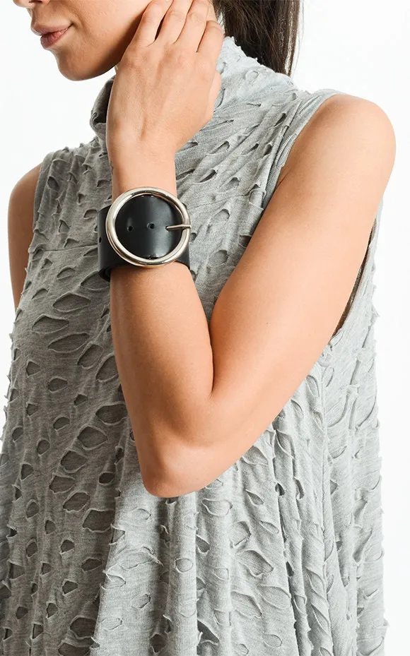 Black Leather Cuff Bracelet