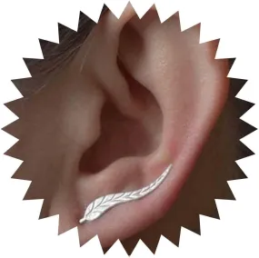 Boho Leaf Ear Crawler Earrings Silver Ear Climbers Leaves Ear Cuffs Hoop Climber Studs Earrings Ear Accessories Vintage Earrings Wedding Jewelry for Women