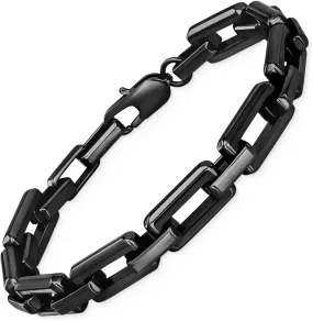Bracelets for Men,Black Stainless Steel for Men Bracelets,Trendy Paperclip Short Bracelets Gifts for Husband Father Friends
