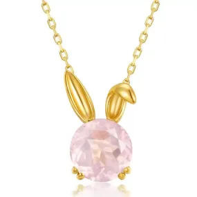 Bunny Rose Quartz Gold Necklace W.