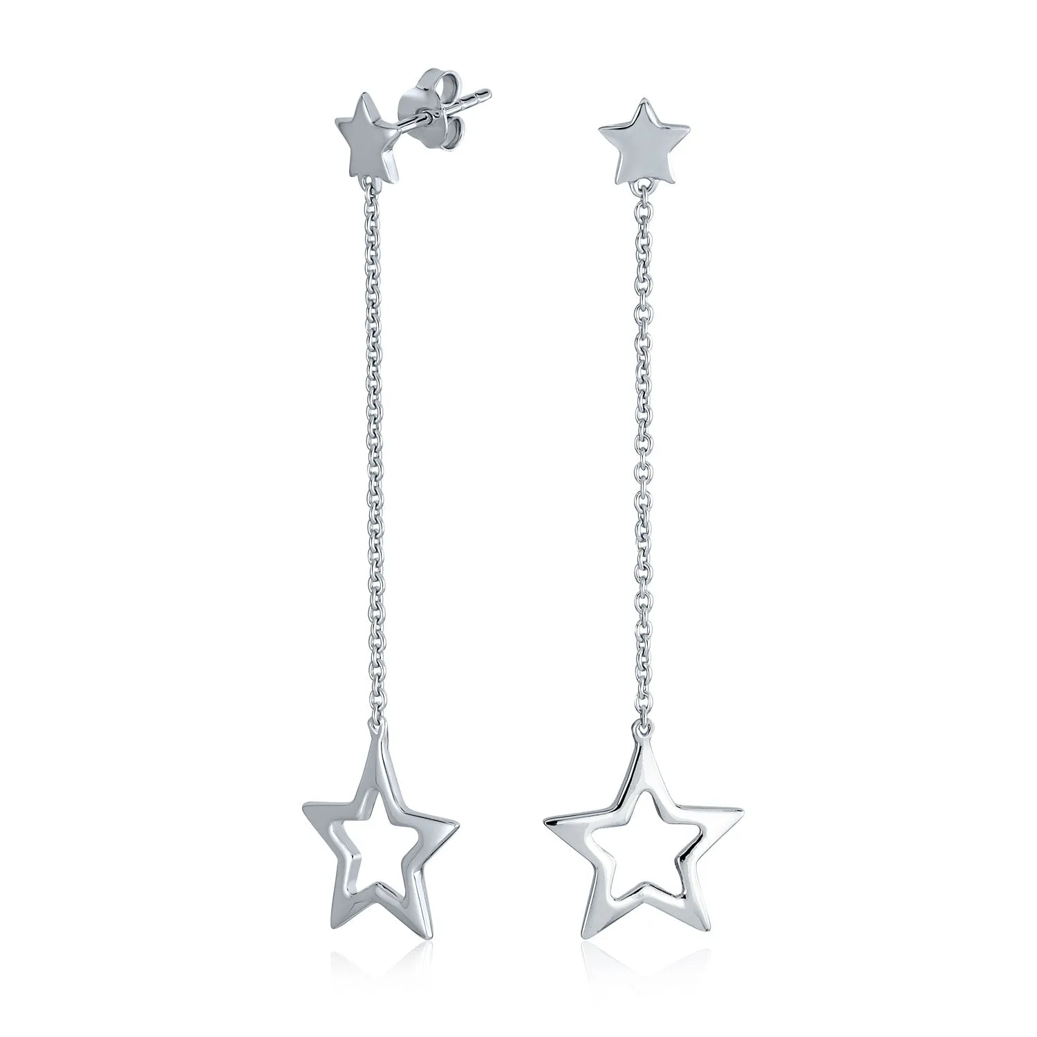 Celestial Jewelry Multi Star Earrings Bracelet Lariat Statement Necklace Silver