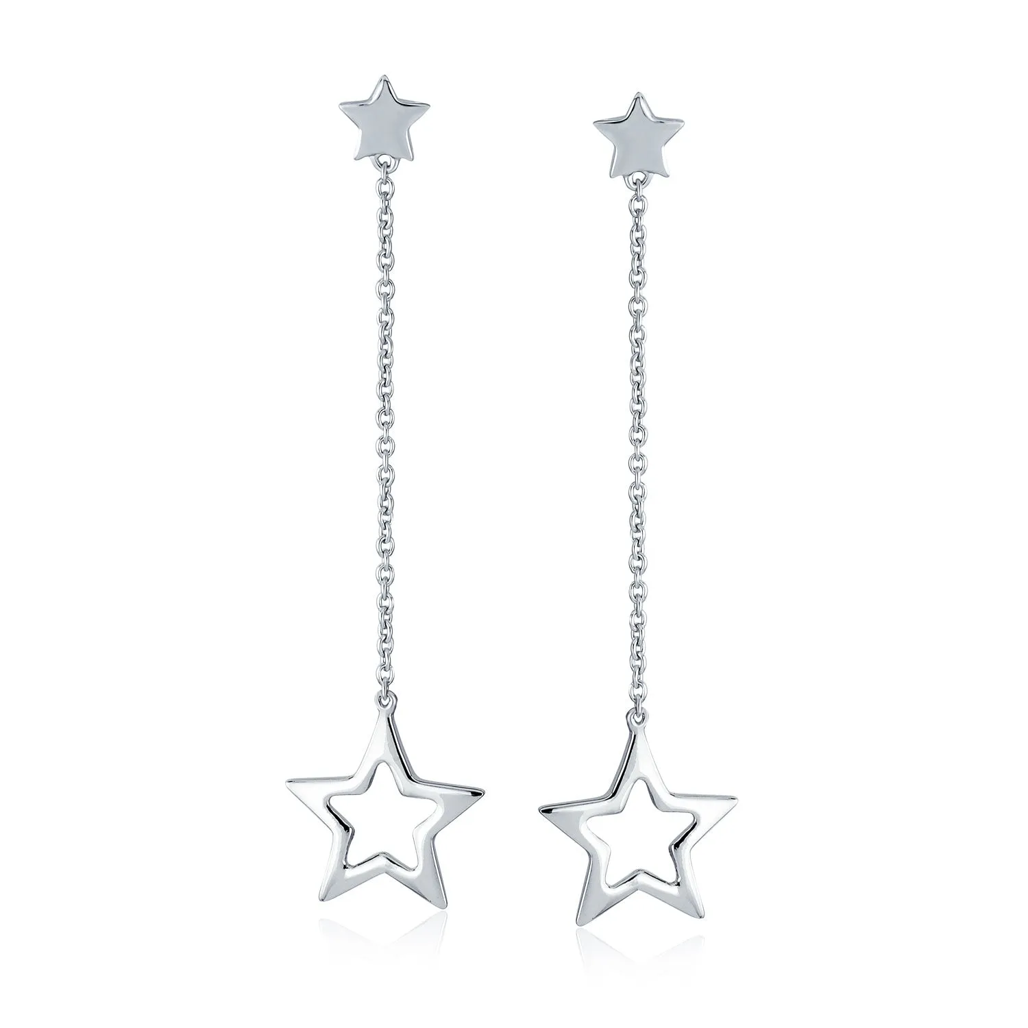 Celestial Jewelry Multi Star Earrings Bracelet Lariat Statement Necklace Silver