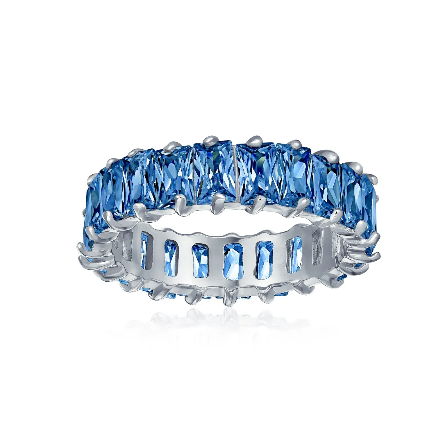 Channel Baguette CZ Eternity Ring Wedding Band .925 Sterling Silver 4MM