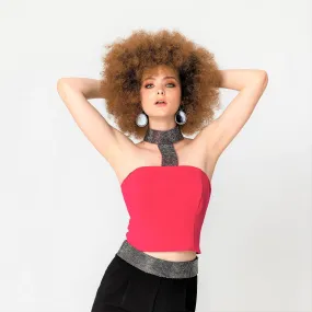 Choker diamente top in magenta
