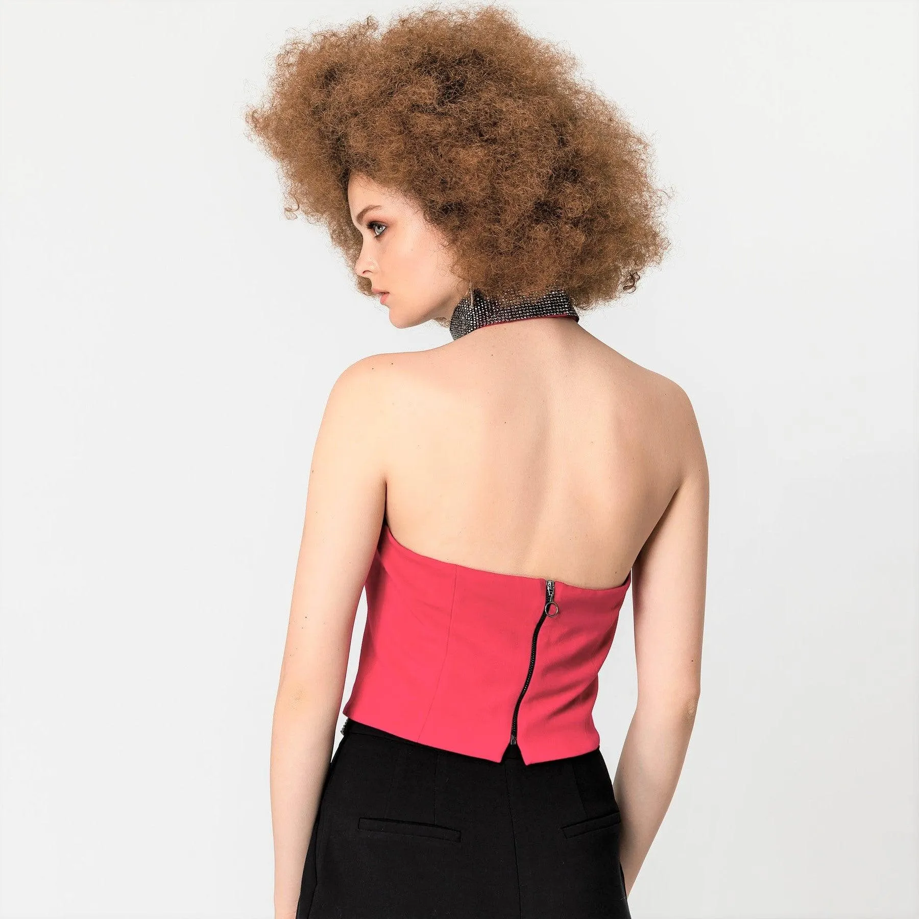 Choker diamente top in magenta