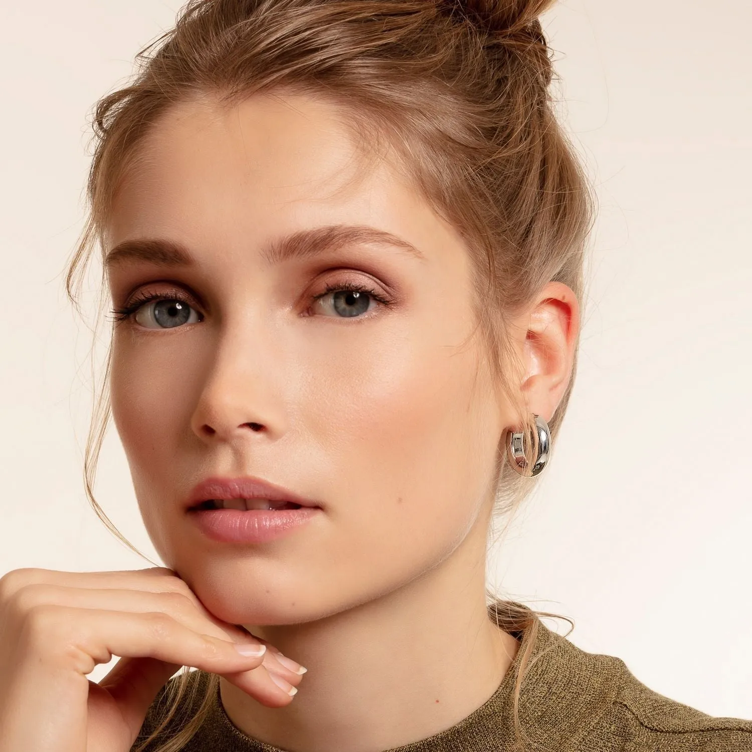 Chunky Hoop Earrings - Small Silver