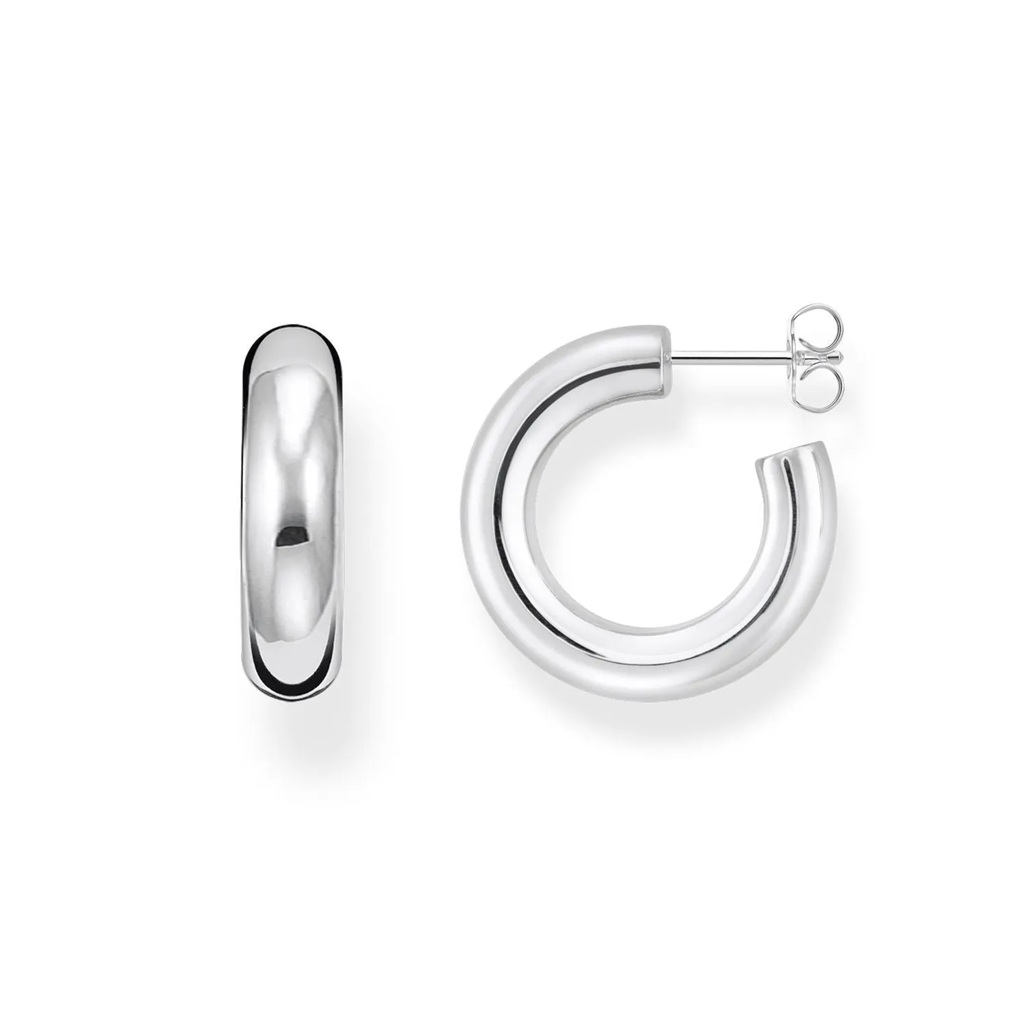 Chunky Hoop Earrings - Small Silver