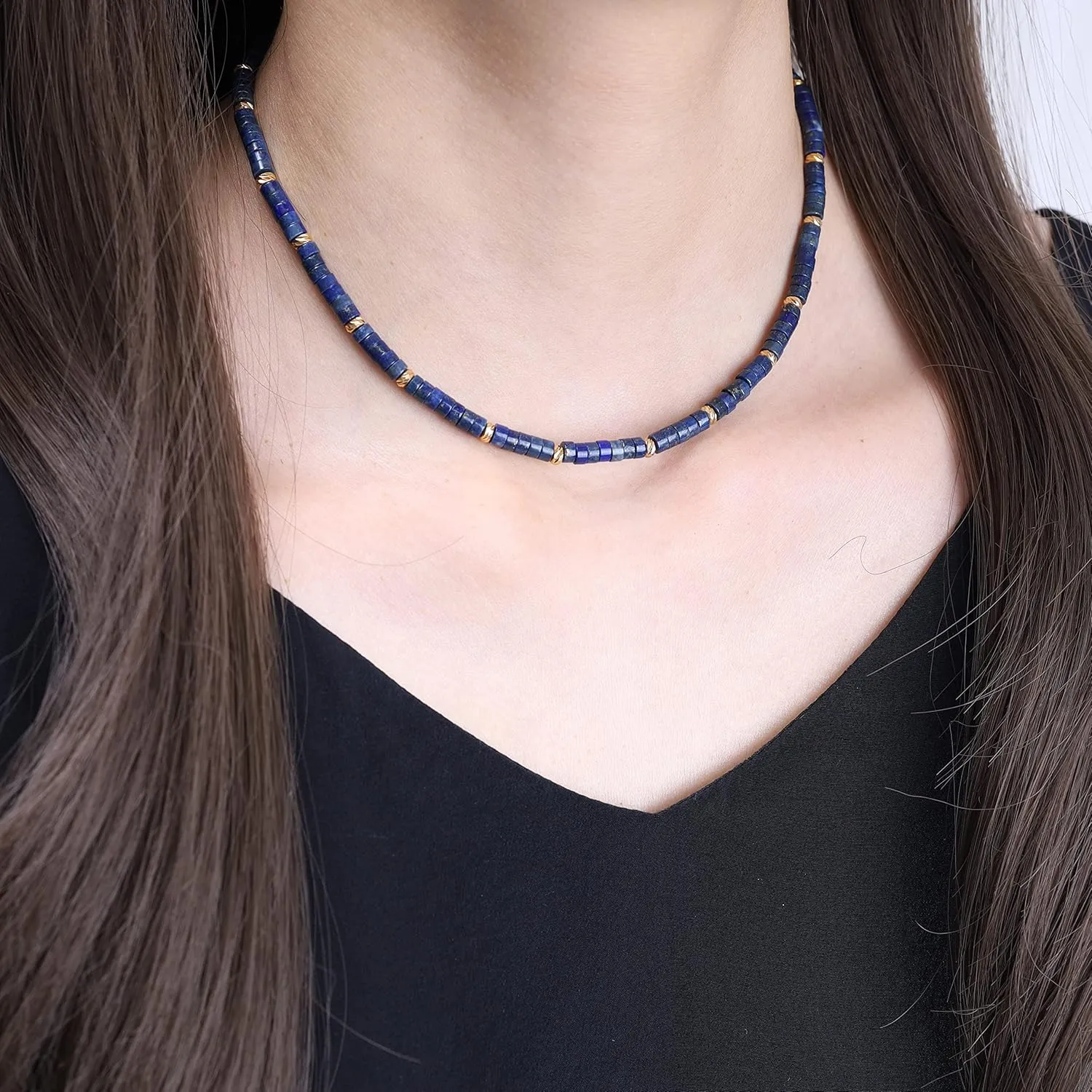 COAI Women's Heishi Stone Beaded Necklace Choker Necklace for Women
