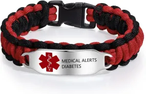 Custom Medical Alert Bracelets Medical ID Bracelets for Women Stainless Steel Nylon Medic Alert Bracelets