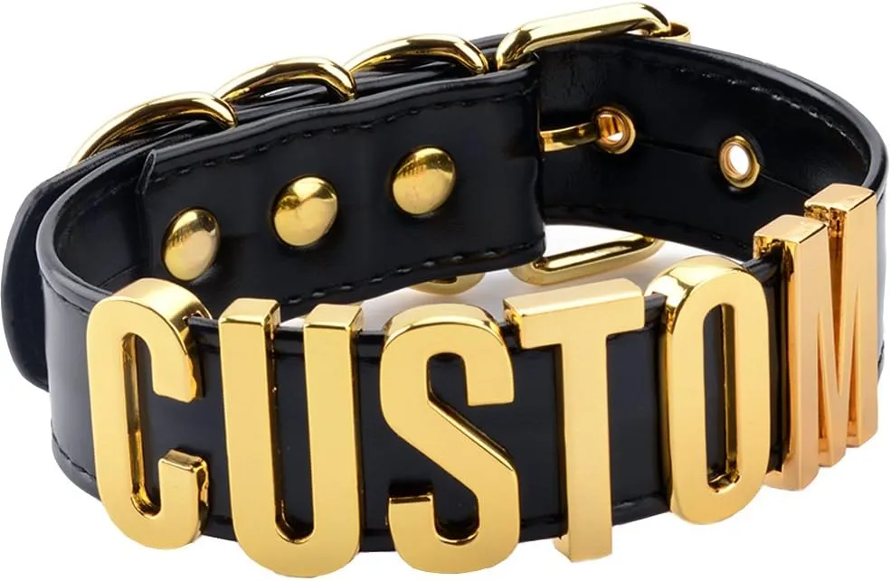 Custom Name Choker Collar Necklace With Letters and Words