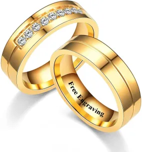 Customizable Photo Rings for Couples Heart Fingerprint Engraved Text Rings for Best Friends Sisters Promise Rings Custom Patterns 8mm 6mm Width Birthday Gift Titanium Steel