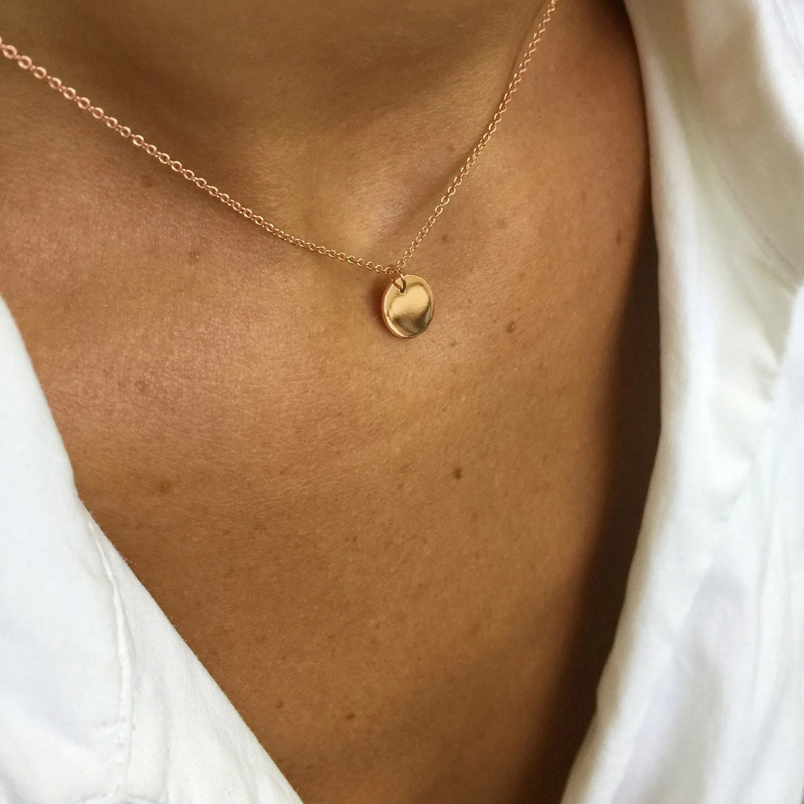 Disc Necklace | Solid Rose Gold