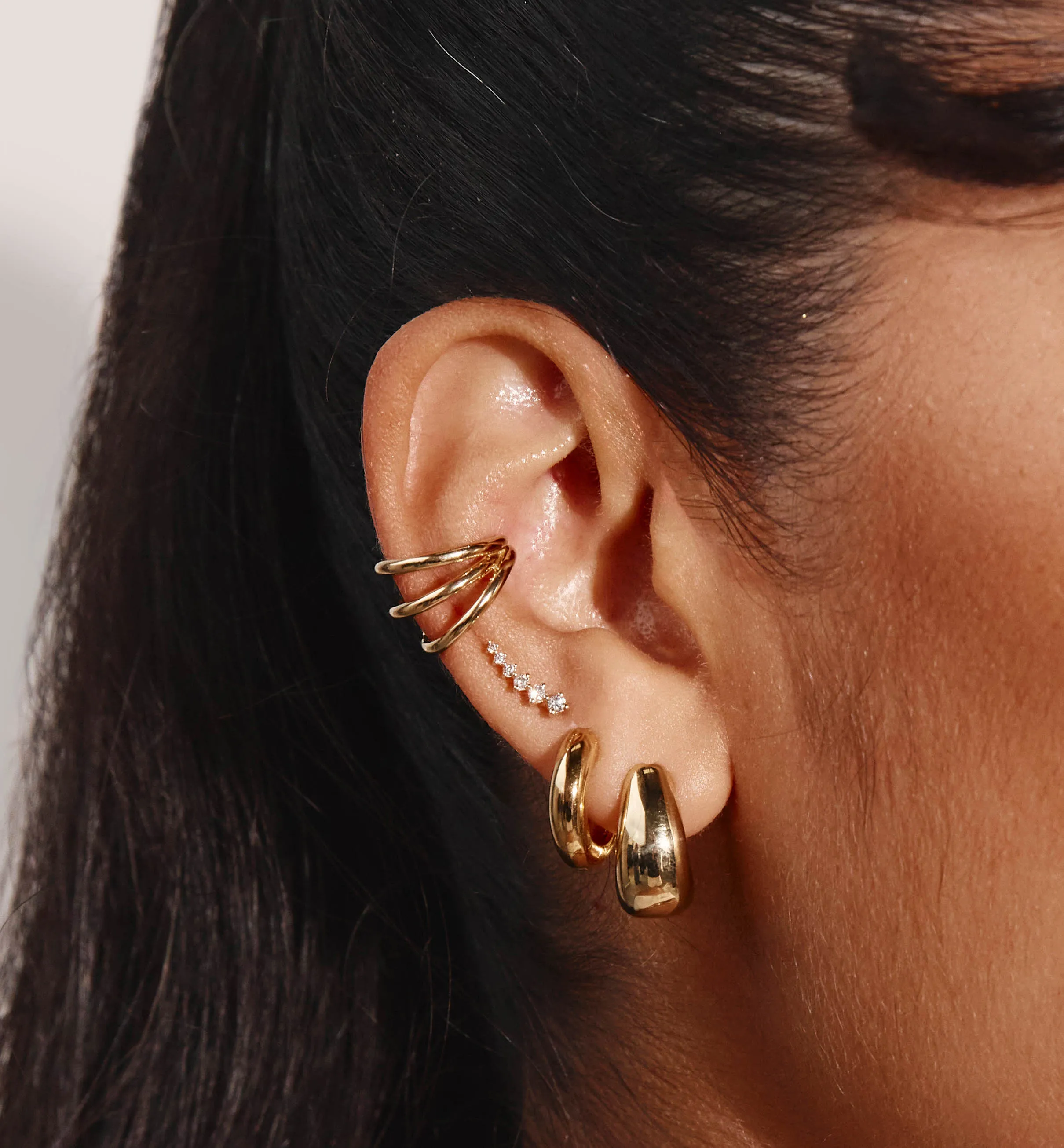 Dome Huggie Hoops in Gold