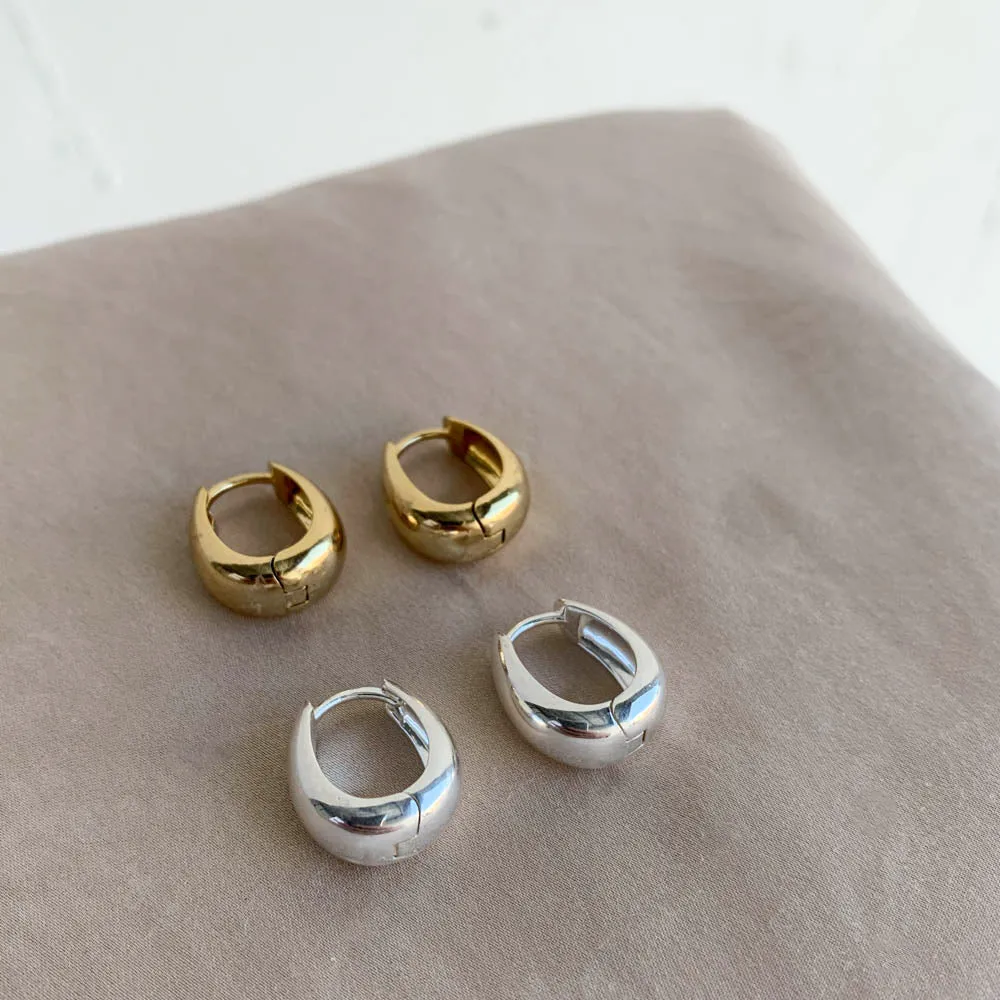 Dome Huggie Hoops in Gold